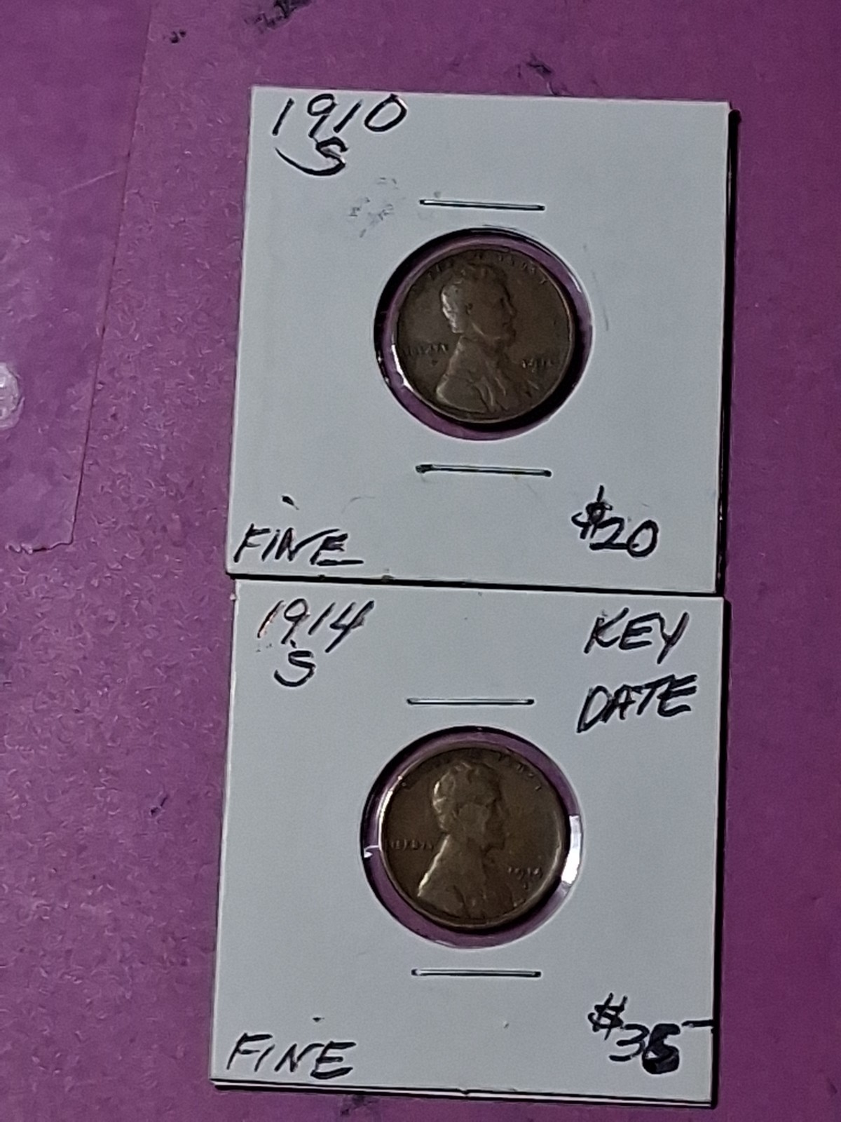 1910-S & 1914-S LINCOLN CENT. LOW MINTAGE KEY DATES 1910-S & 1914-S LINCOLN CENT. LOW MINTAGE KEY DATES