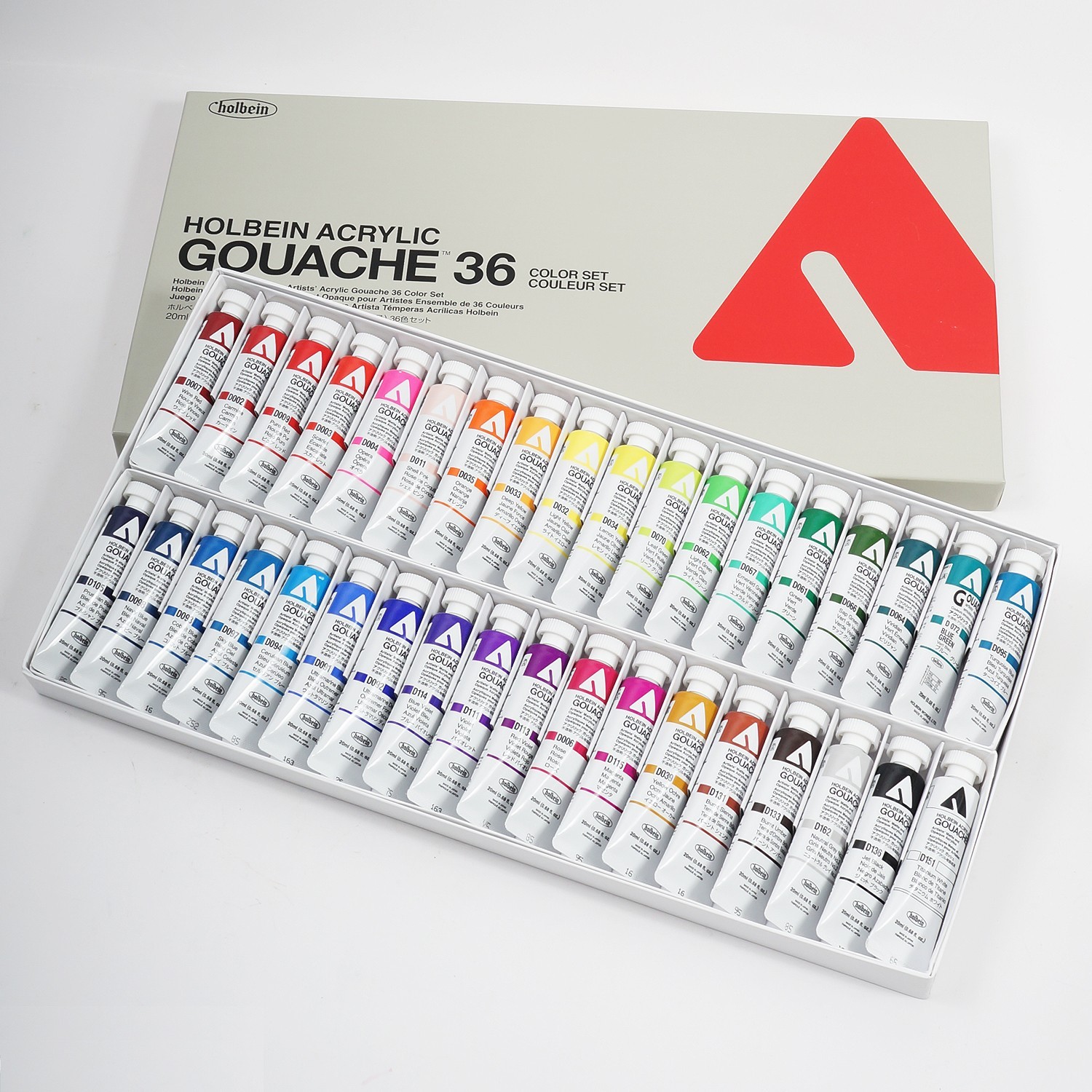 Holbein Acrylic Gouache 36 Color Set 20ml Tubes D418 Matte Opaque Artist Japan