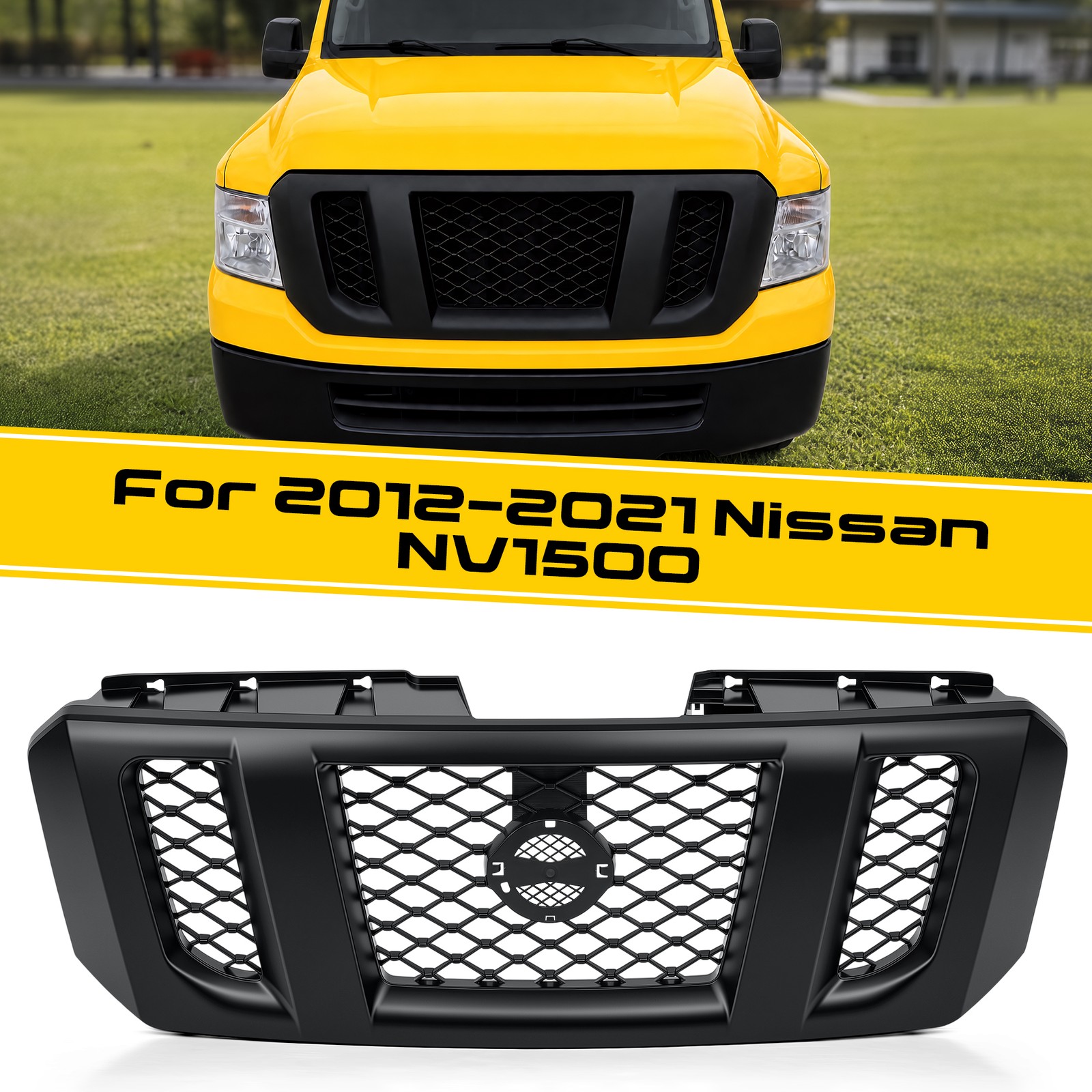 NI1200271 New Replacement Front Grille Fits 2012-2021 Nissan NV1500 Black