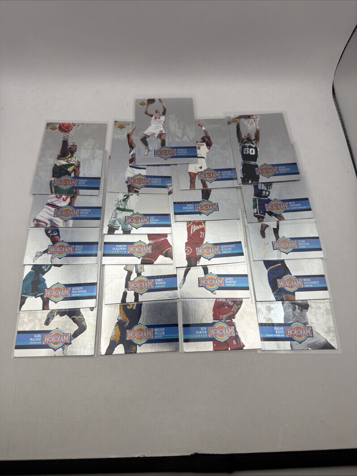 1993-94 Upper Deck Holojam Partial Set 21 Card Lot Barkley Kemp Hakeem Malone 1993-94 Upper Deck Holojam Partial Set 21 Card Lot Barkley Kemp Hakeem Malone