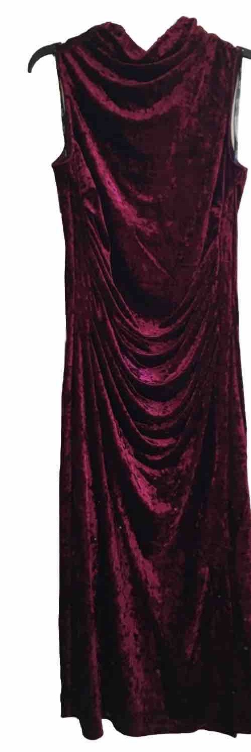 City Chic Mae Dress Burgundy Ruby Red Plus Midi Long Slit Fitted Formal 14US NWT