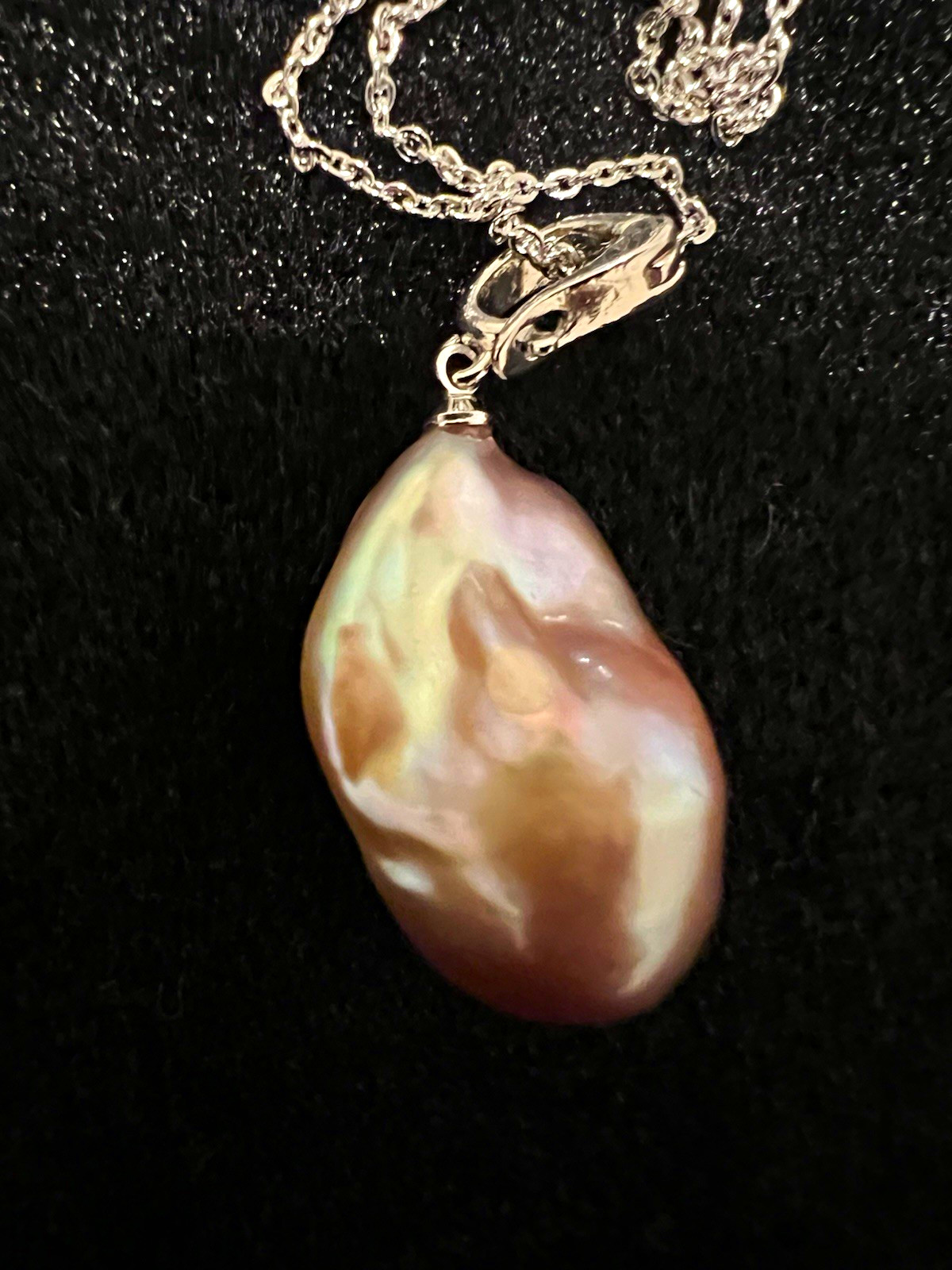 Brand new freshwater Baroque Teardrop Pearl Pendant 925 sterling silver necklace