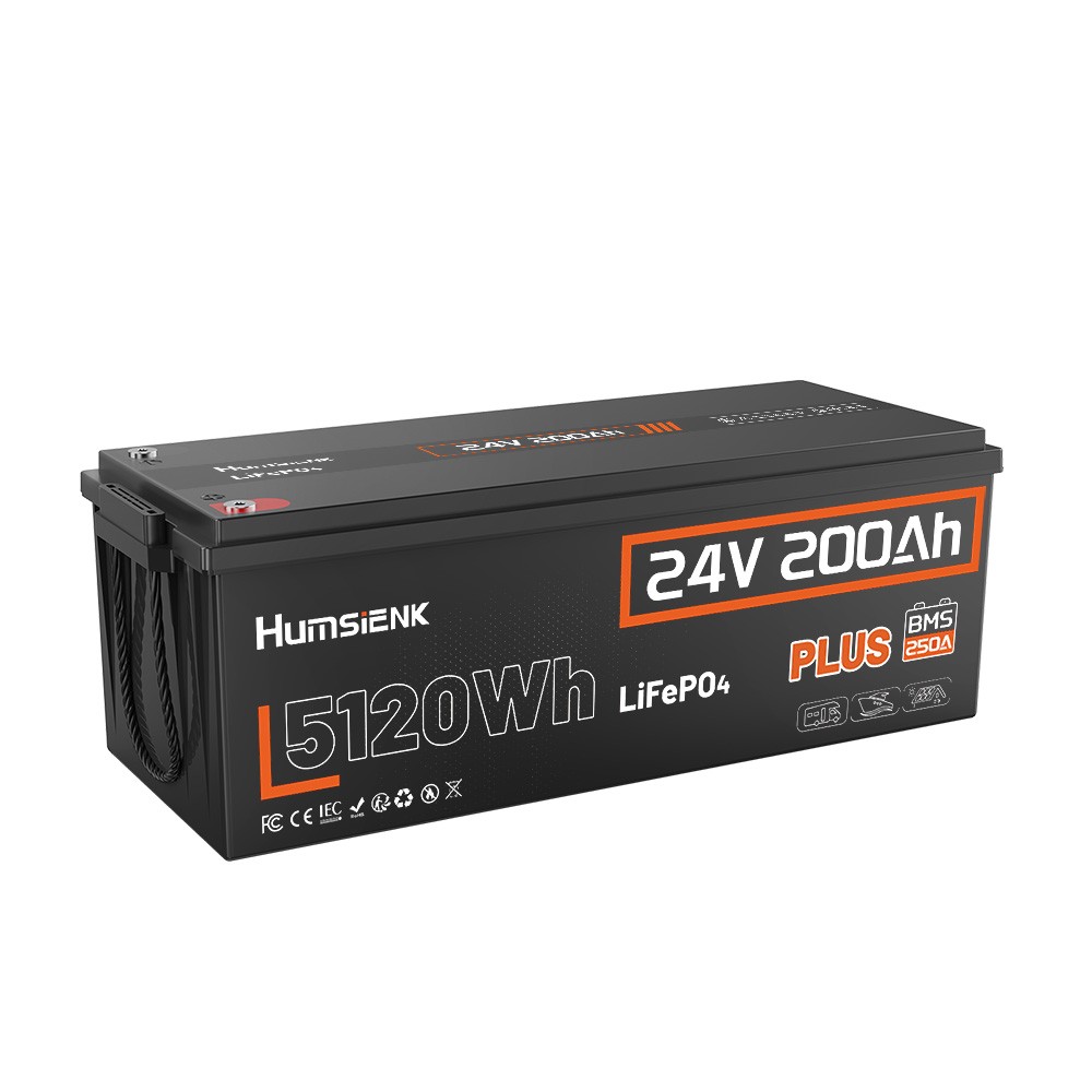 1-4Pack Humsienk 24V 200Ah LiFePO4 Battery 250A BMS Deep Cycle Off-grid Marine