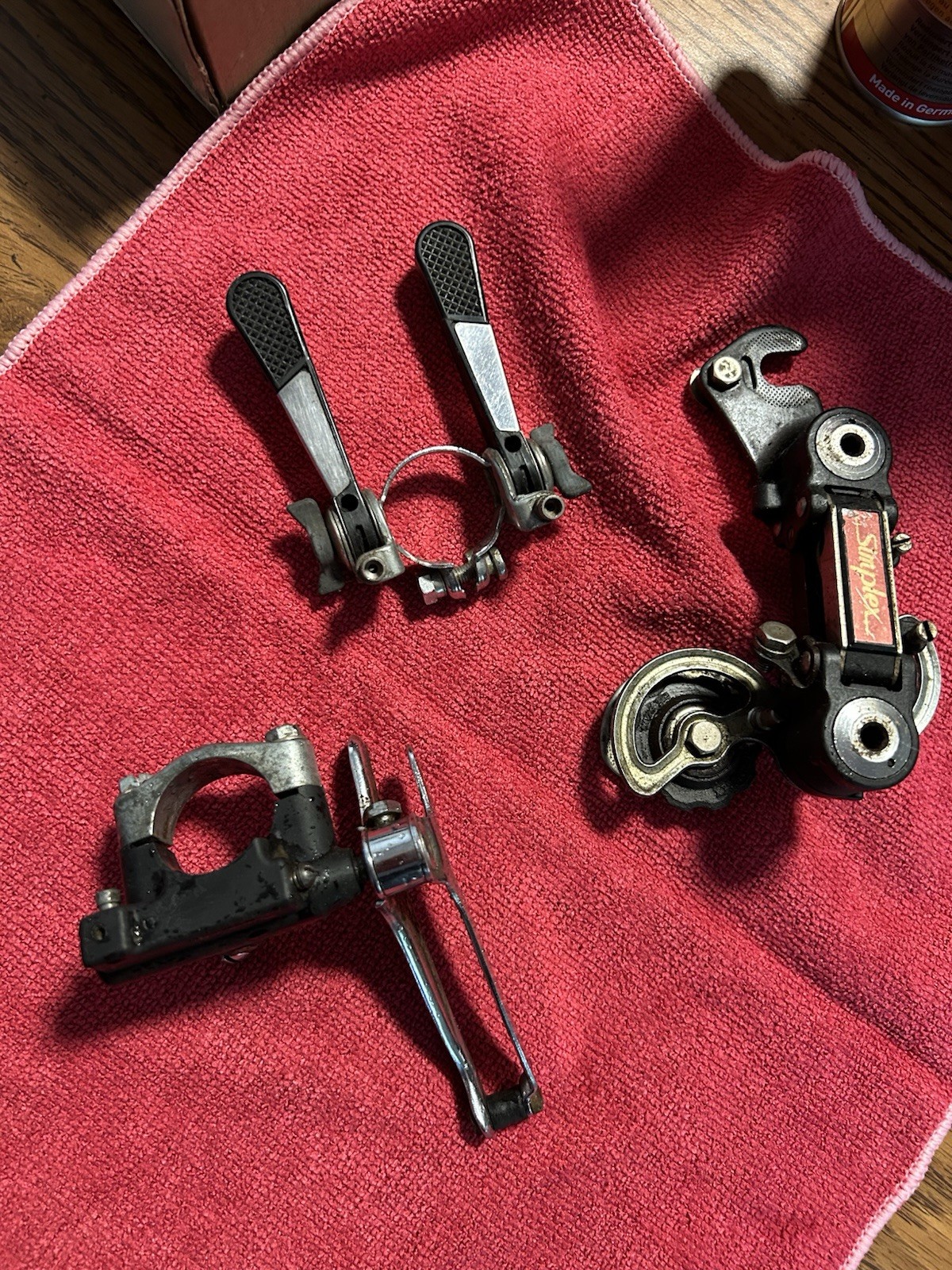 Vintage Bicycle Simplex Red Group Front Rear+shifters Vintage Bicycle Simplex Red Group Front Rear+shifters