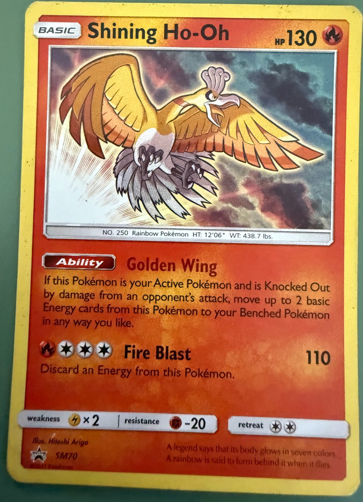 Shining Ho-Oh SM70 Sun & Moon Black Star Promo Holo 2017 Pokemon Card DMG