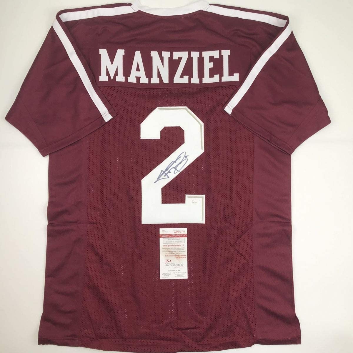 Autographed/Signed JOHNNY MANZIEL Texas A&M Maroon Jersey JSA COA Auto
