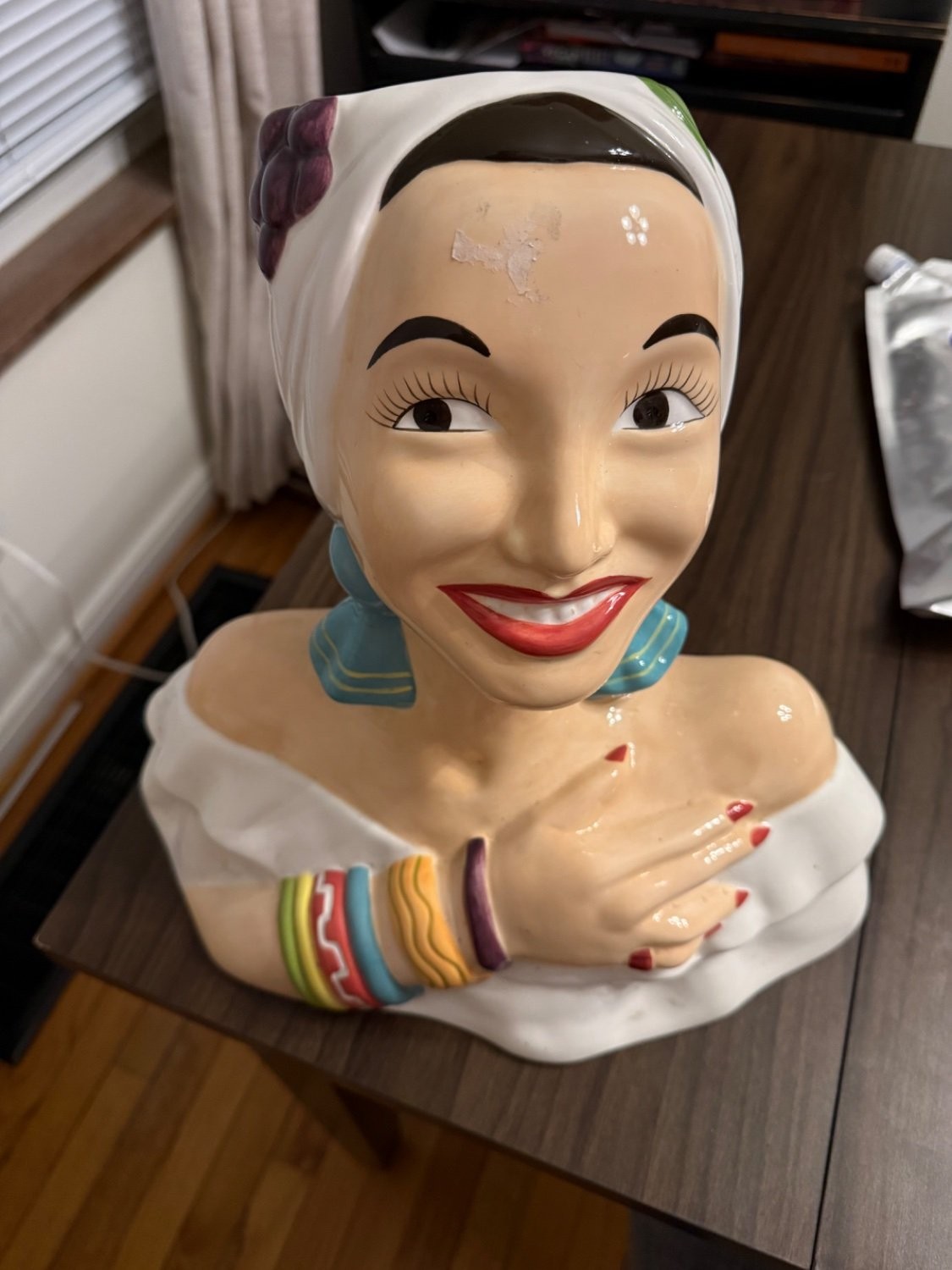 Vintage Carmen Miranda Head Cookie Jar - Missing Lid Vintage Carmen Miranda Head Cookie Jar - Missing Lid