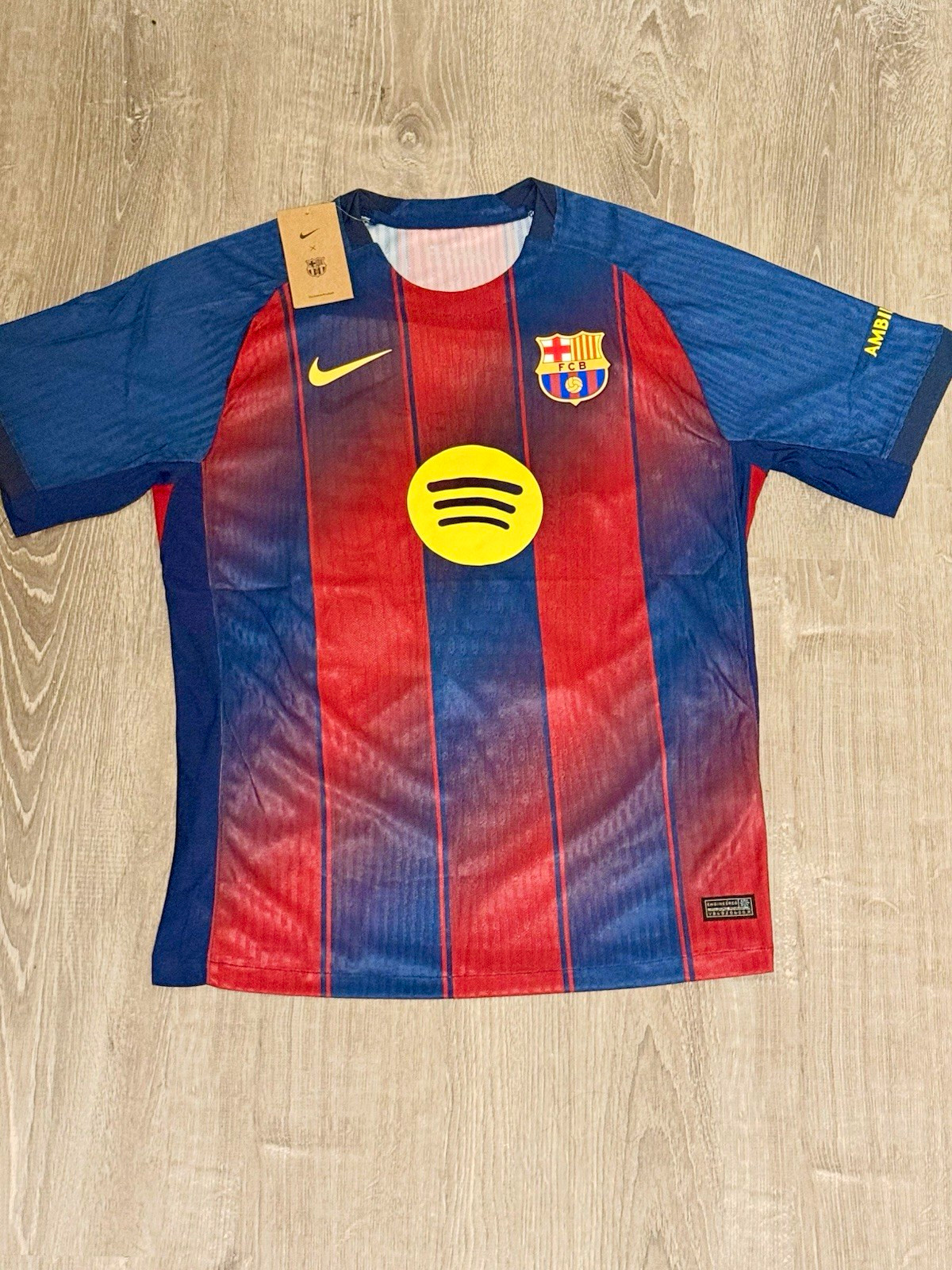 Nike FC Barcelona Soccer Jersey Blue/Red Stripes Spotify Sponsor UNHCR Nike FC Barcelona Soccer Jersey Blue/Red Stripes Spotify Sponsor UNHCR