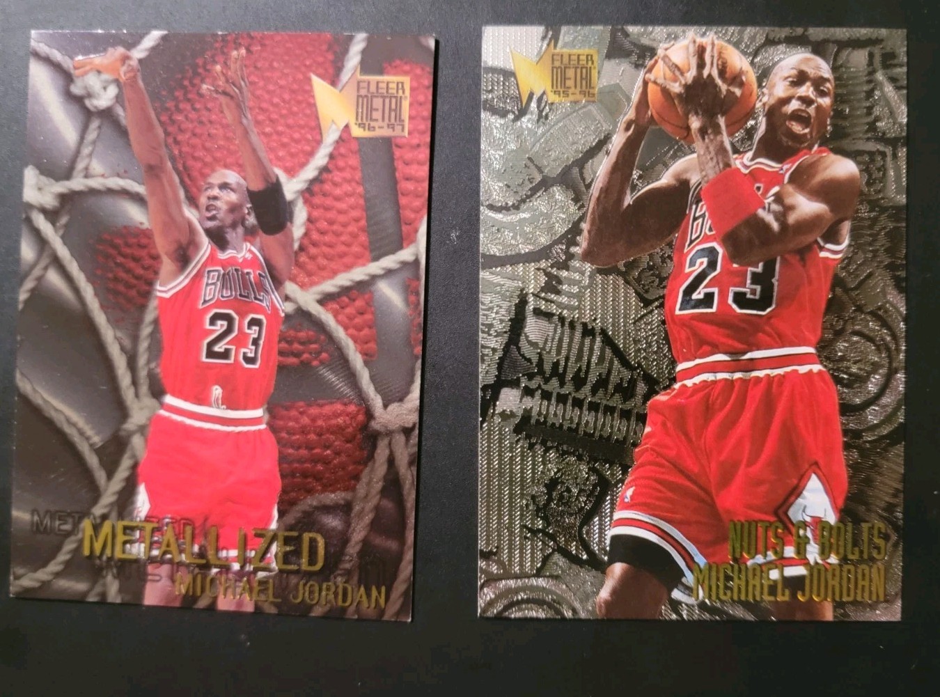 1995-96 Fleer Metal - Nuts & Bolts Michael Jordan #212 and 96-97 Metallized Lot 1995-96 Fleer Metal - Nuts & Bolts Michael Jordan #212 and 96-97 Metallized Lot
