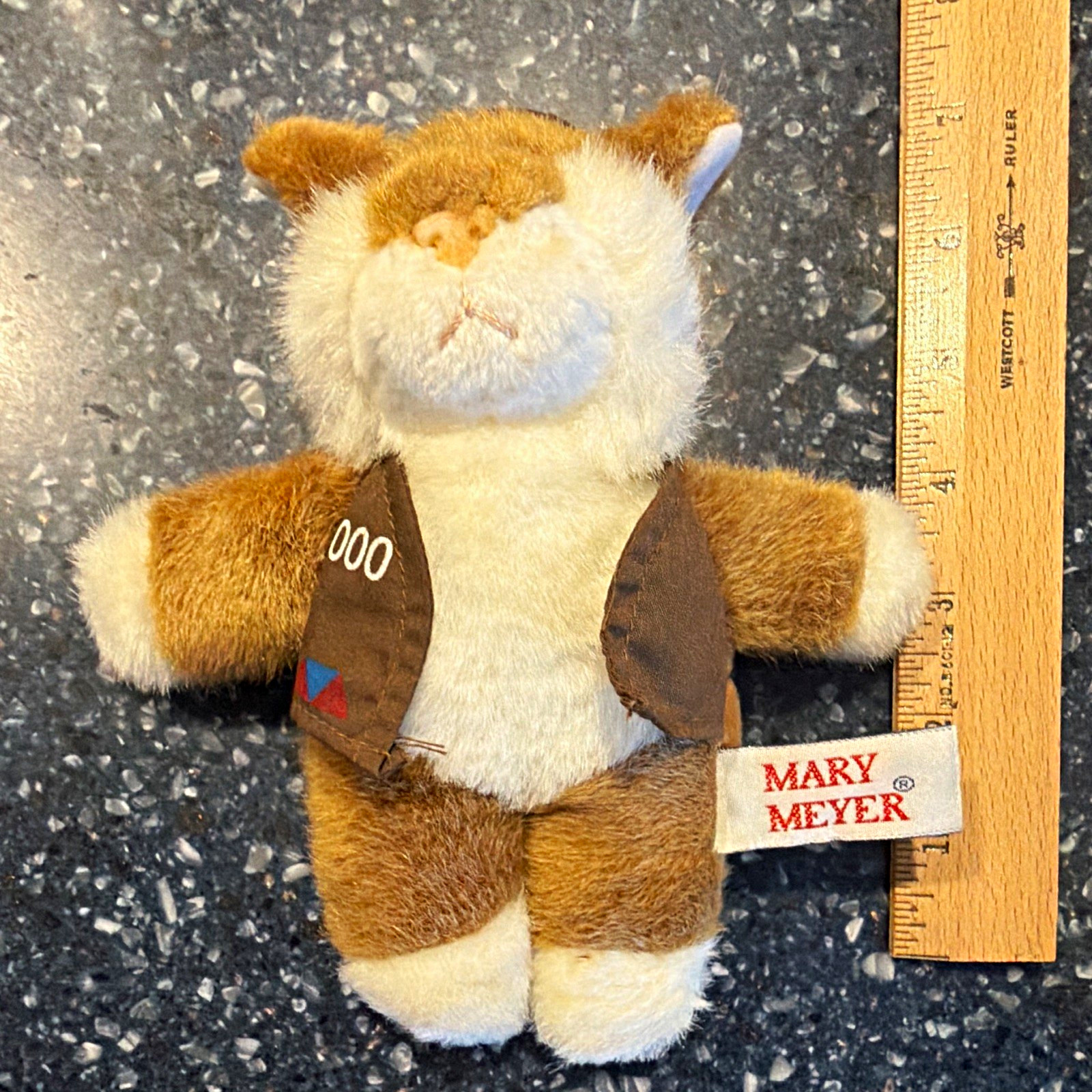 Mary Meyer Brown & White Cat Plush Stuffed Animal Mini Under 6 in Beanie 1998