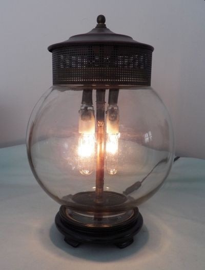 Antique 1900\'s Colt gas globe Steam Punk Art Lighting Lamp with double manifold