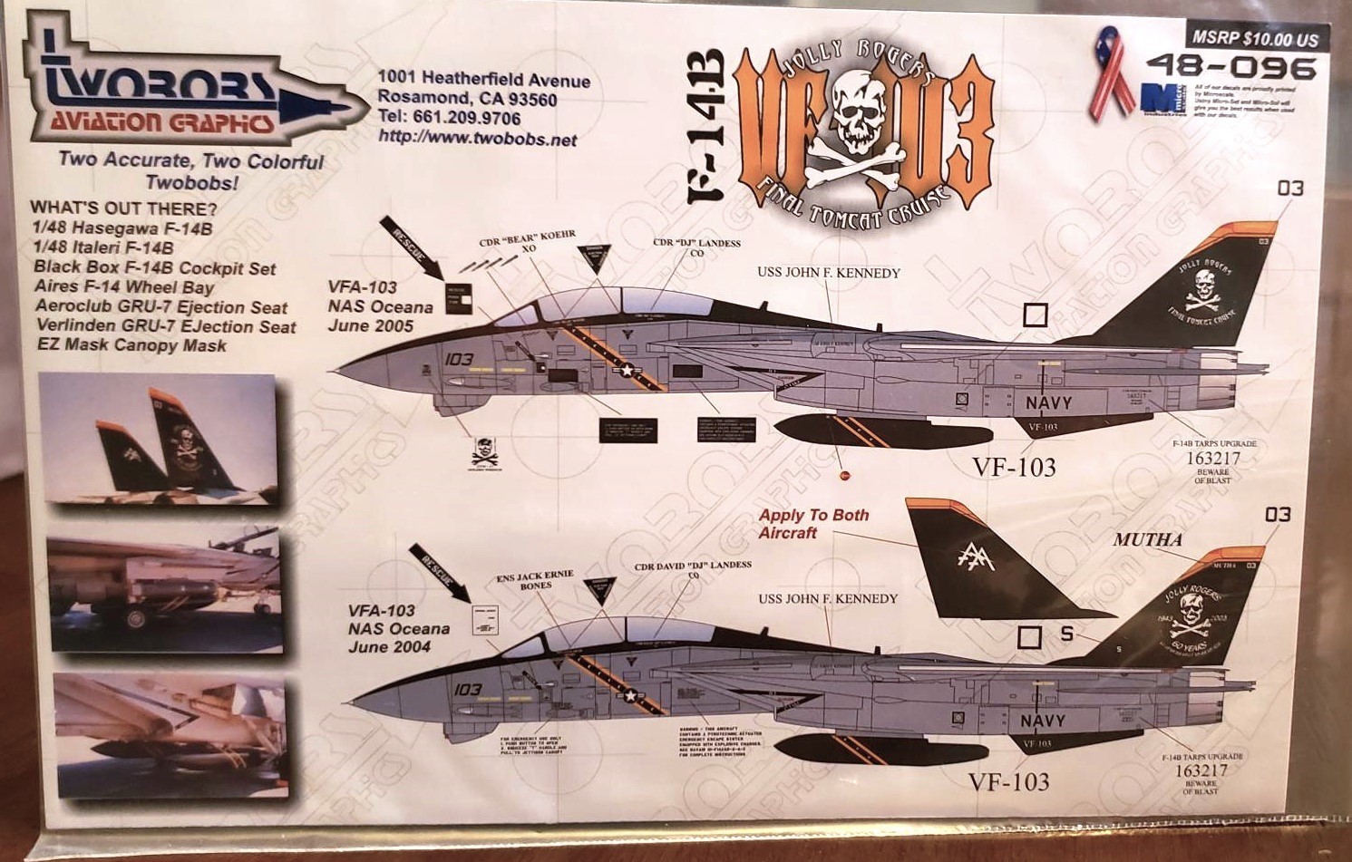TwoBobs Aviation Graphics 1/48 F-14B VF-103 Final Tomcat Cruise 48-096 TwoBobs Aviation Graphics 1/48 F-14B VF-103 Final Tomcat Cruise 48-096