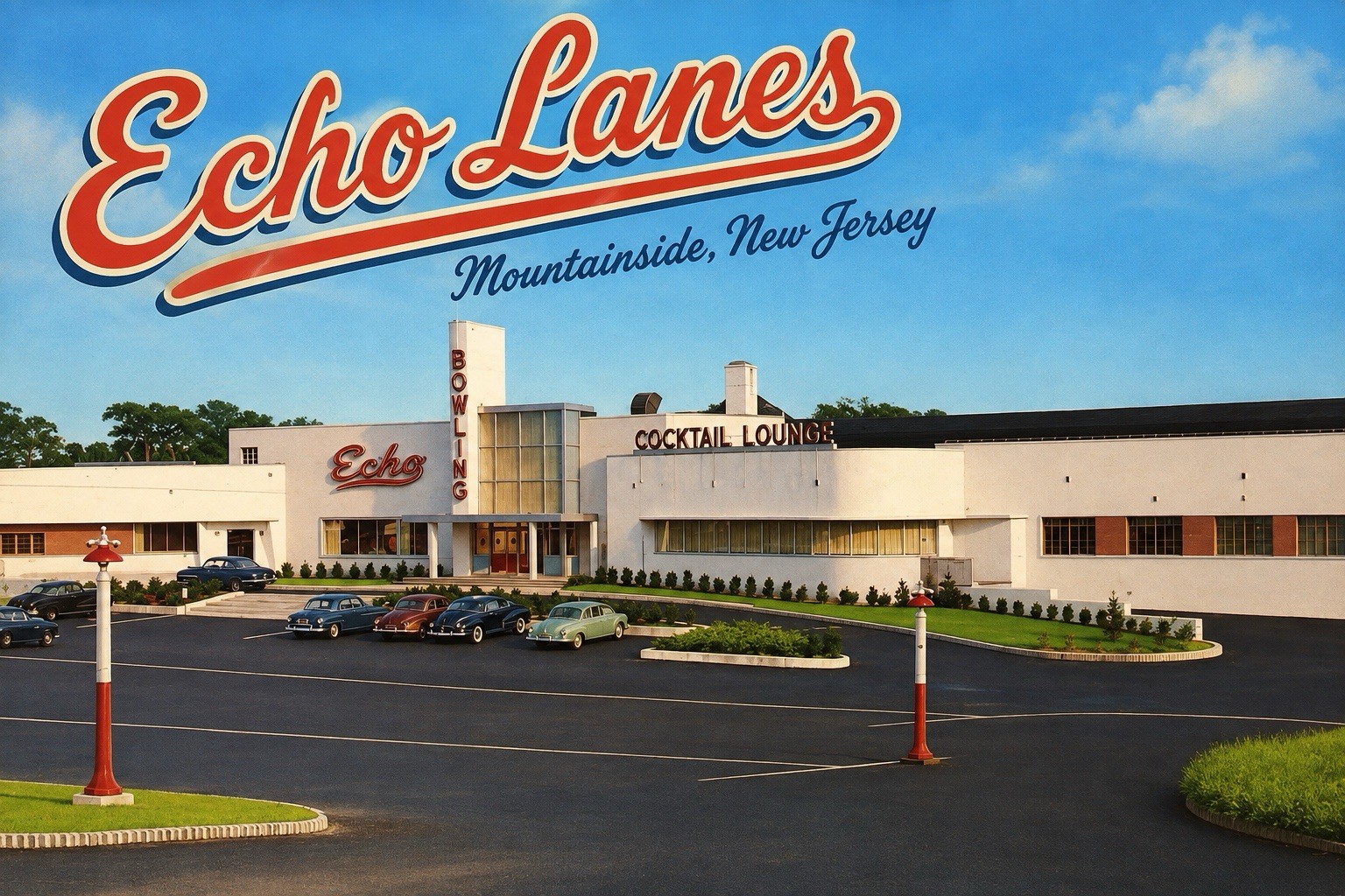 Echo Lanes Bowling Alley Mountainside, New Jersey Modern Postcard 4x6 C942