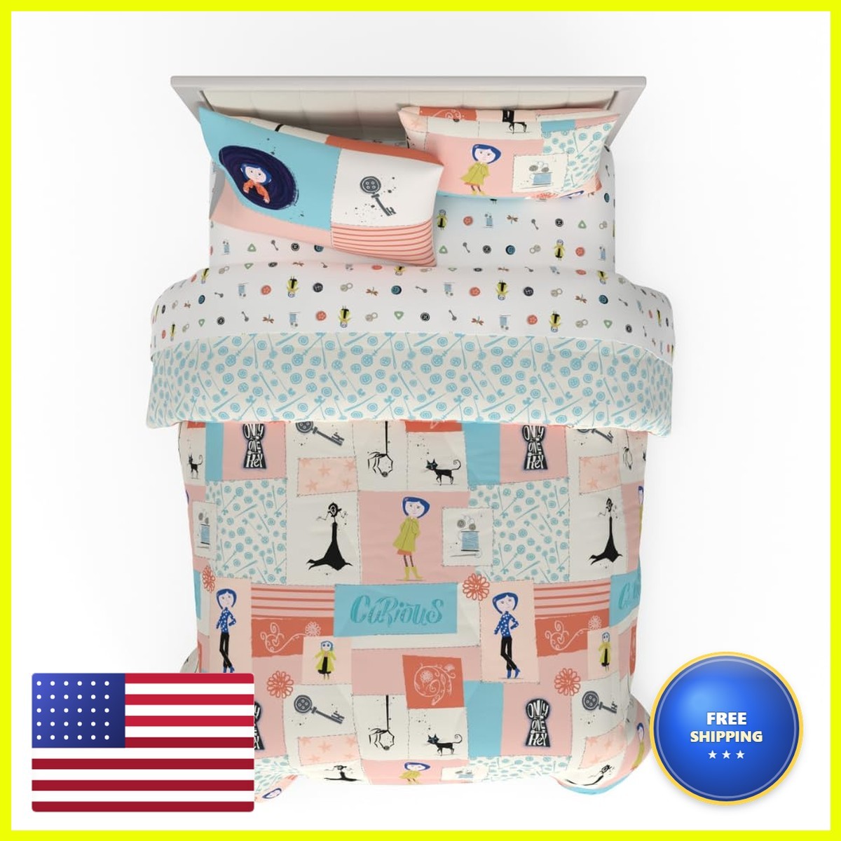 Coraline Kids Comforter Sheet Set with Sham 7 Piece Full Size Franco