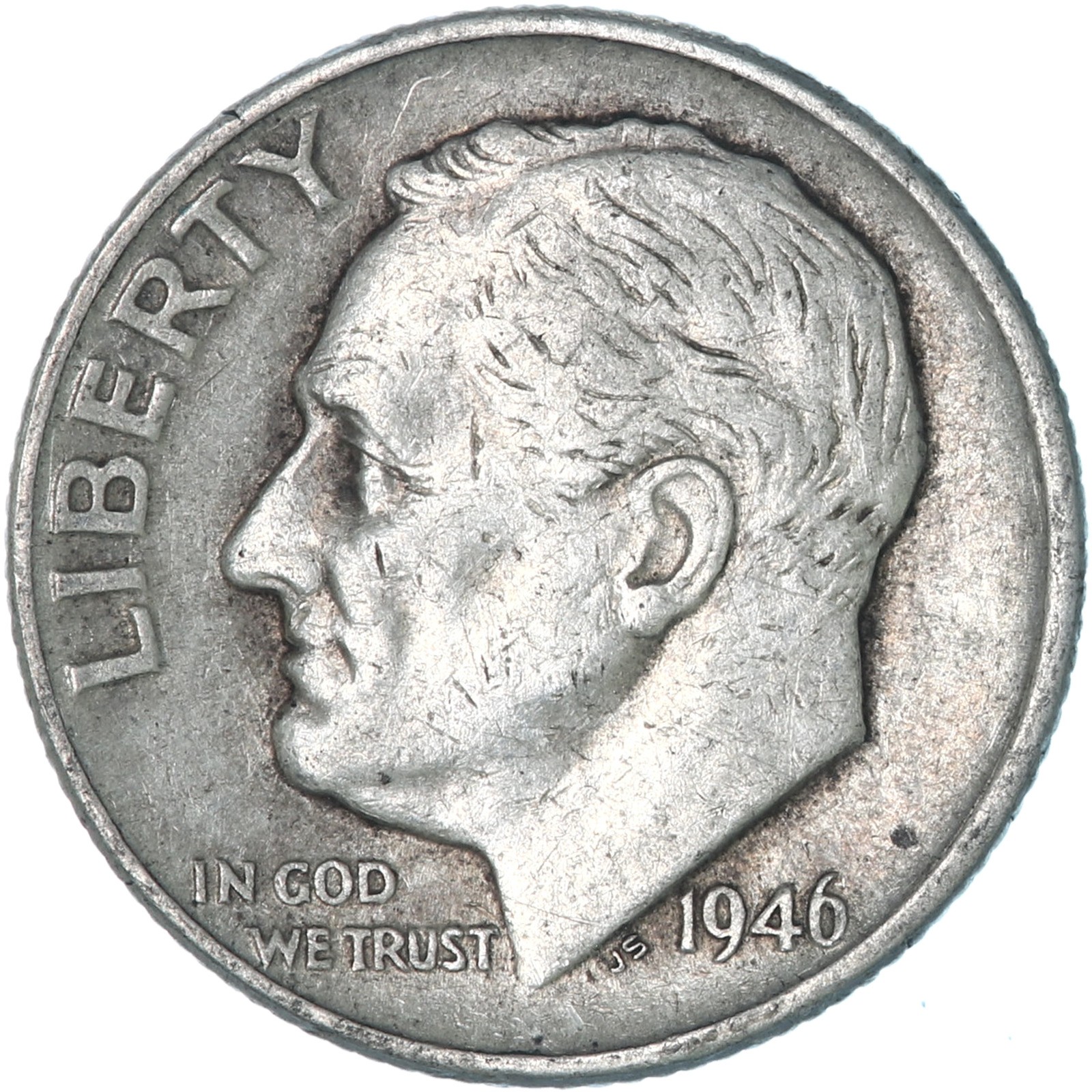 1946 (P) Roosevelt Dime 90% Silver Very Fine VF 1946 (P) Roosevelt Dime 90% Silver Very Fine VF
