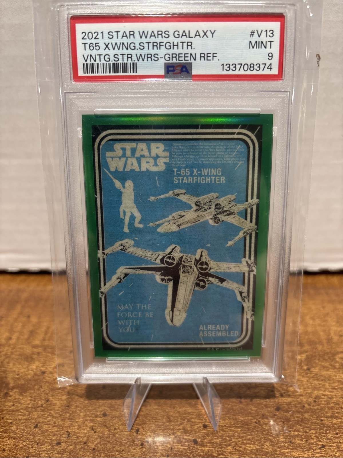 2021 Topps Chrome Star Wars V-13 Vintage Star Wars Card Green Refractor PSA 9 2021 Topps Chrome Star Wars V-13 Vintage Star Wars Card Green Refractor PSA 9