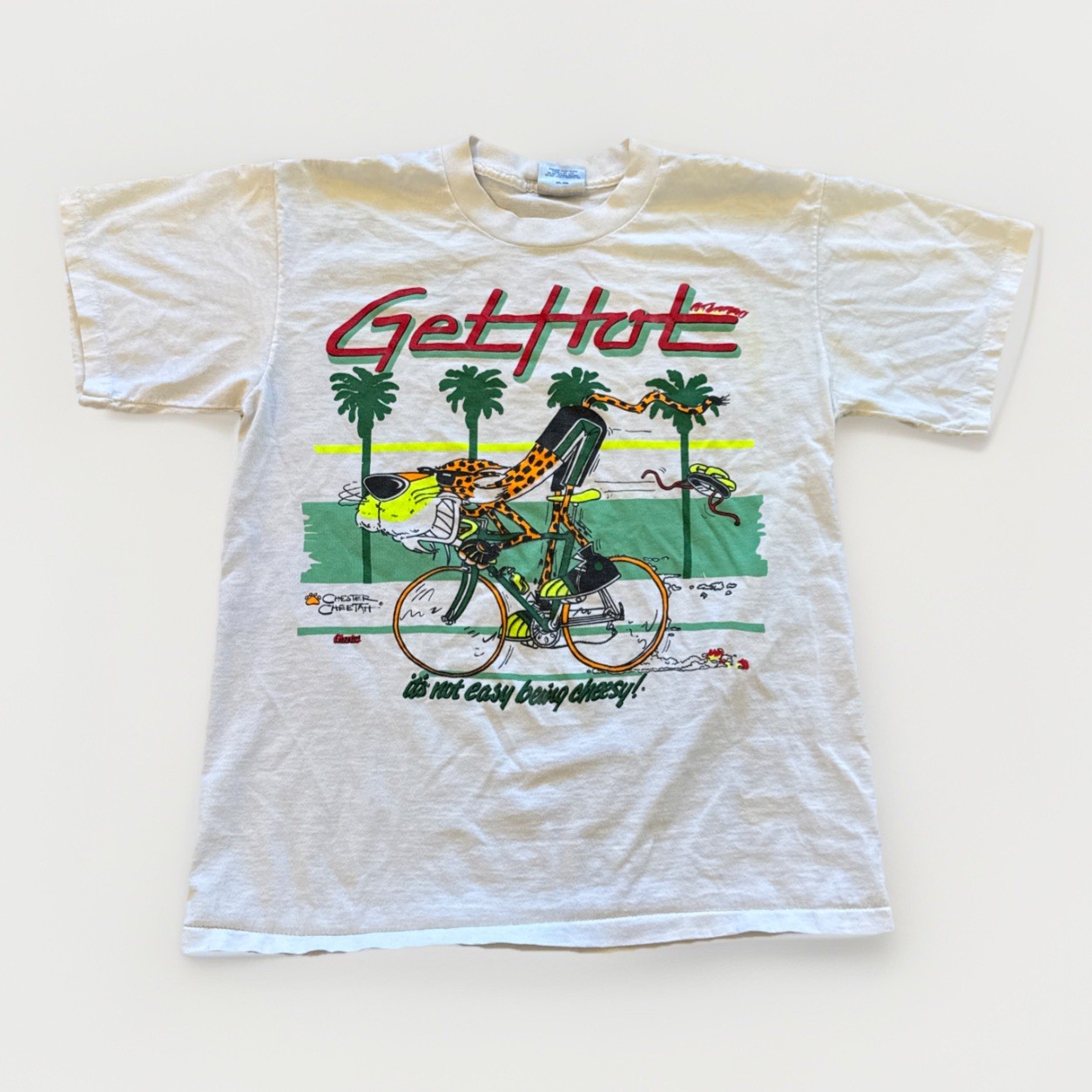 Vintage Cheetos Shirt Mens M Get Hot 90s Promo Chester White Cotton Junk Food