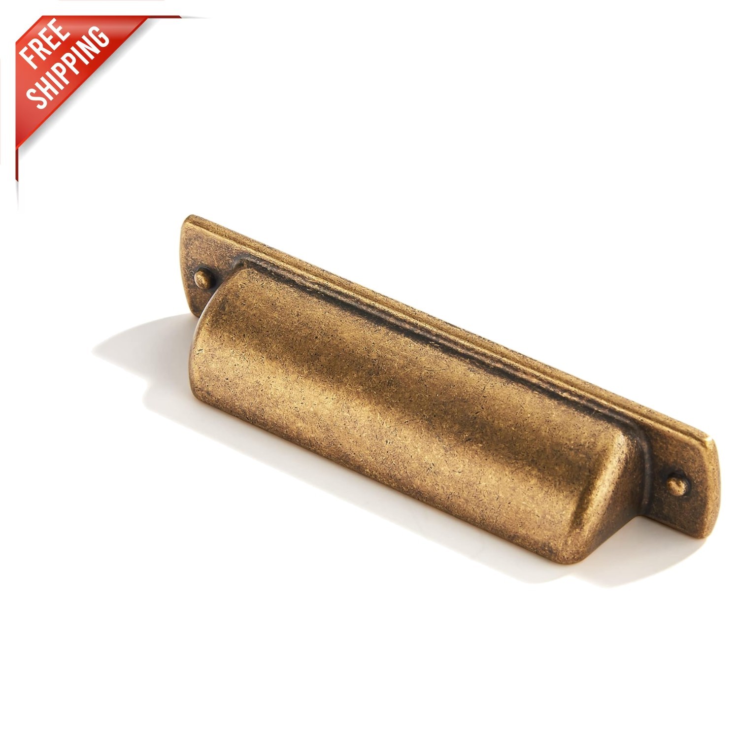 Elegant 3 Inch Antique Brass Cup Pulls - Set of 10 for Kitchen & Drawer Hardware