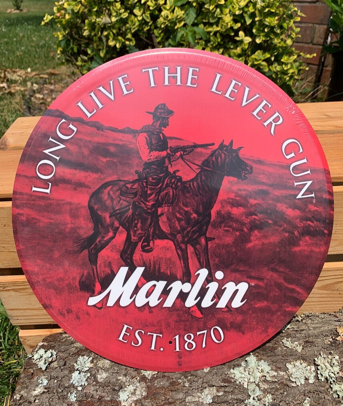 Marlin Firearms Horse Long Live Lever Gun Est 1870 Metal Sign Tin Garage Bar