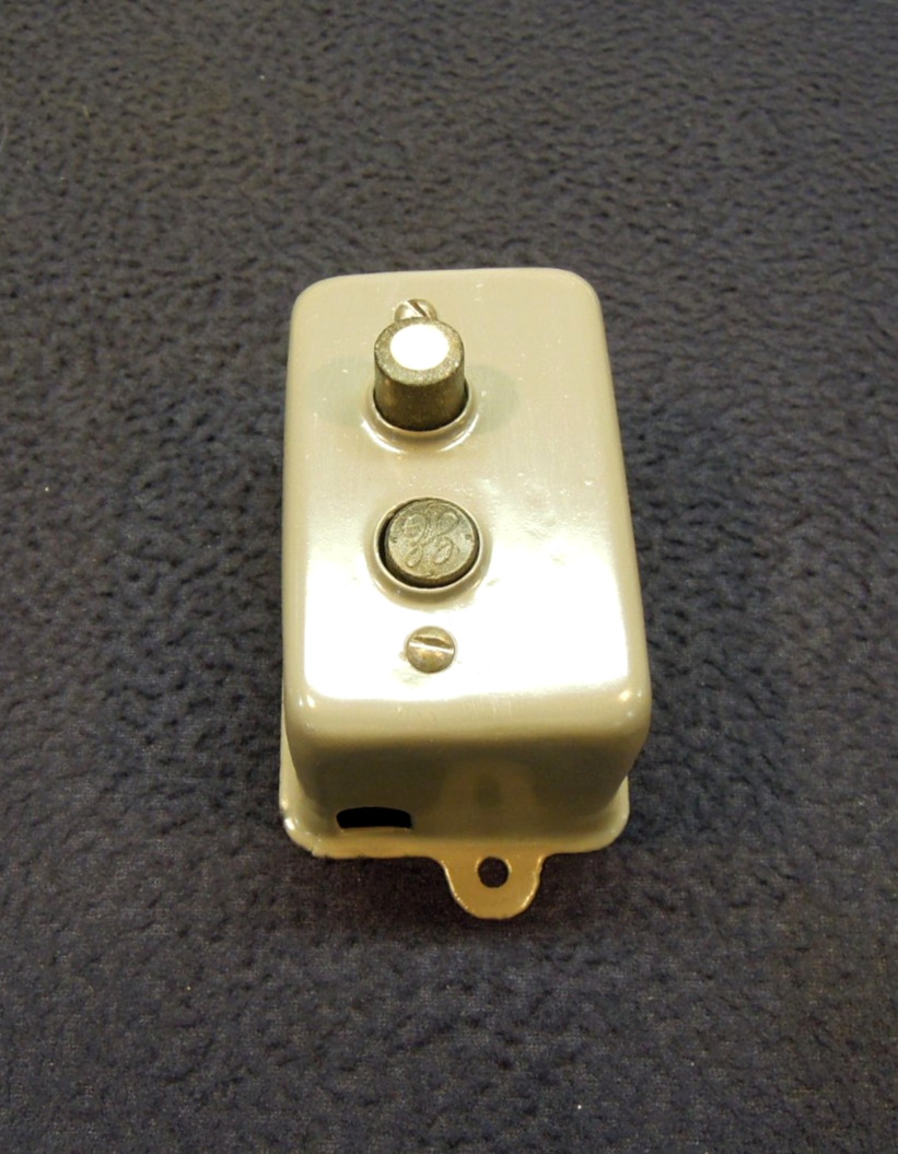 Antique Early Electrical Porcelain Push Button Industrial Machine Switch - GE