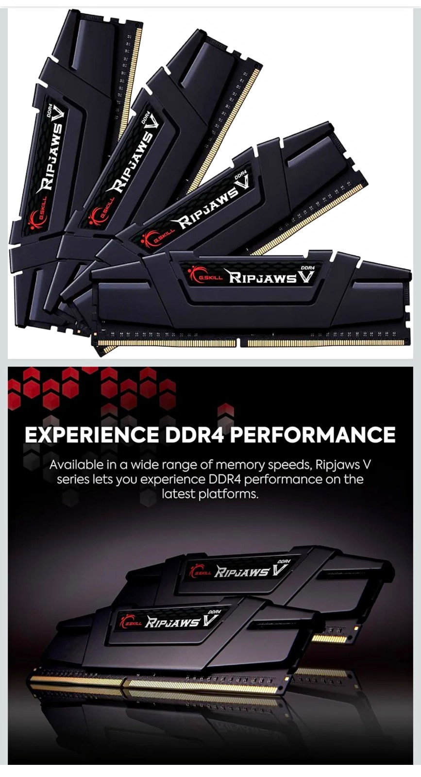 G.SKILL Ripjaws V 128GB 4x32GB DDR4-3600 CL18 RAM F4-3600C18Q-128GVK G.SKILL Ripjaws V 128GB 4x32GB DDR4-3600 CL18 RAM F4-3600C18Q-128GVK