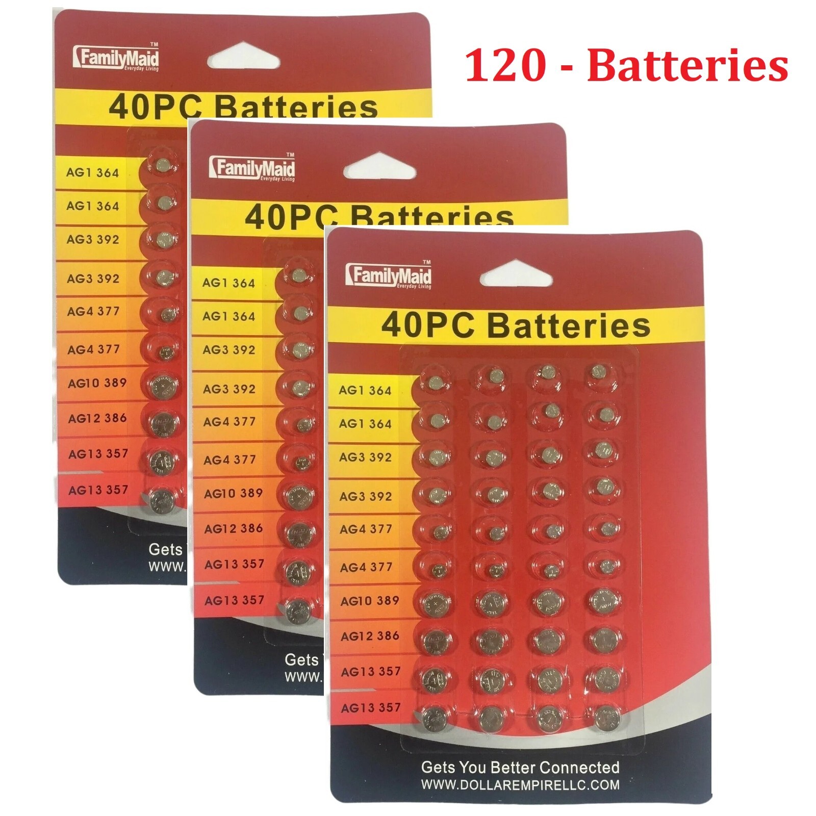 120 PC BUTTON CELL ASSORTED COIN BATTERIES ALKALINE 40 piece packs watch camera