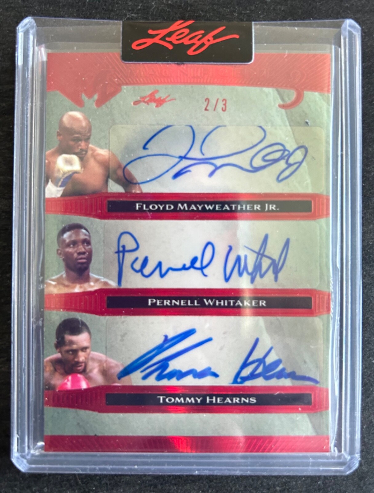 FLOYD MAYWEATHER JR WHITAKER HEARNS 2/3  2023 Leaf Magnificence