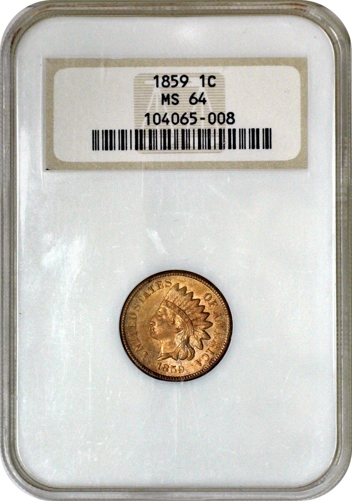 1859 Indian Head Cent 1C NGC MS64 Choice Uncirculated Old Holder in Great Shape