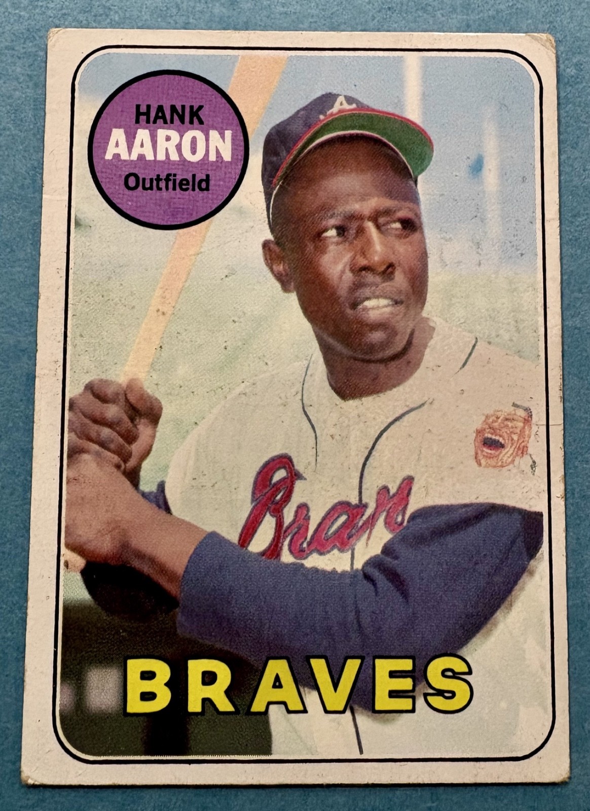 1969 Topps #100 Hank Aaron Atlanta Braves HOF Vintage Baseball Card VG Mid-Grade