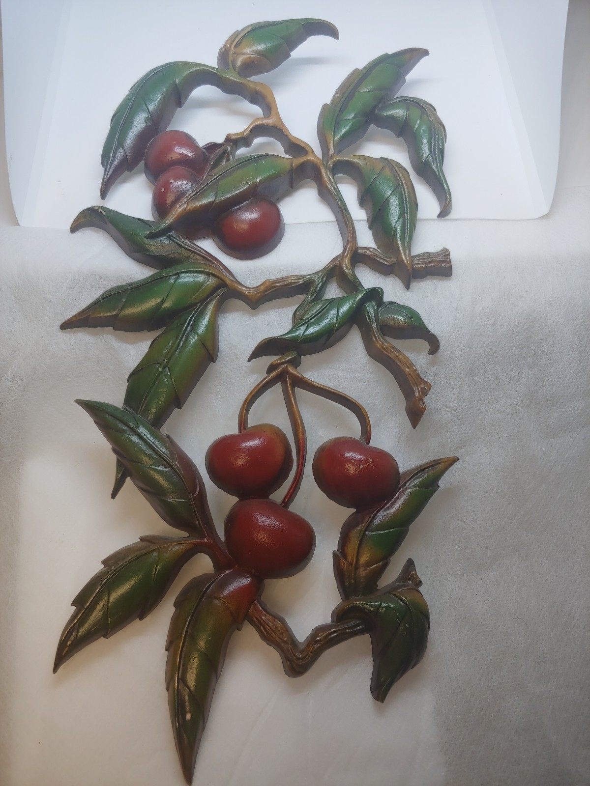 Vintage Sexton Metal Cherries Wall Plaque / Mid Century Wall Art