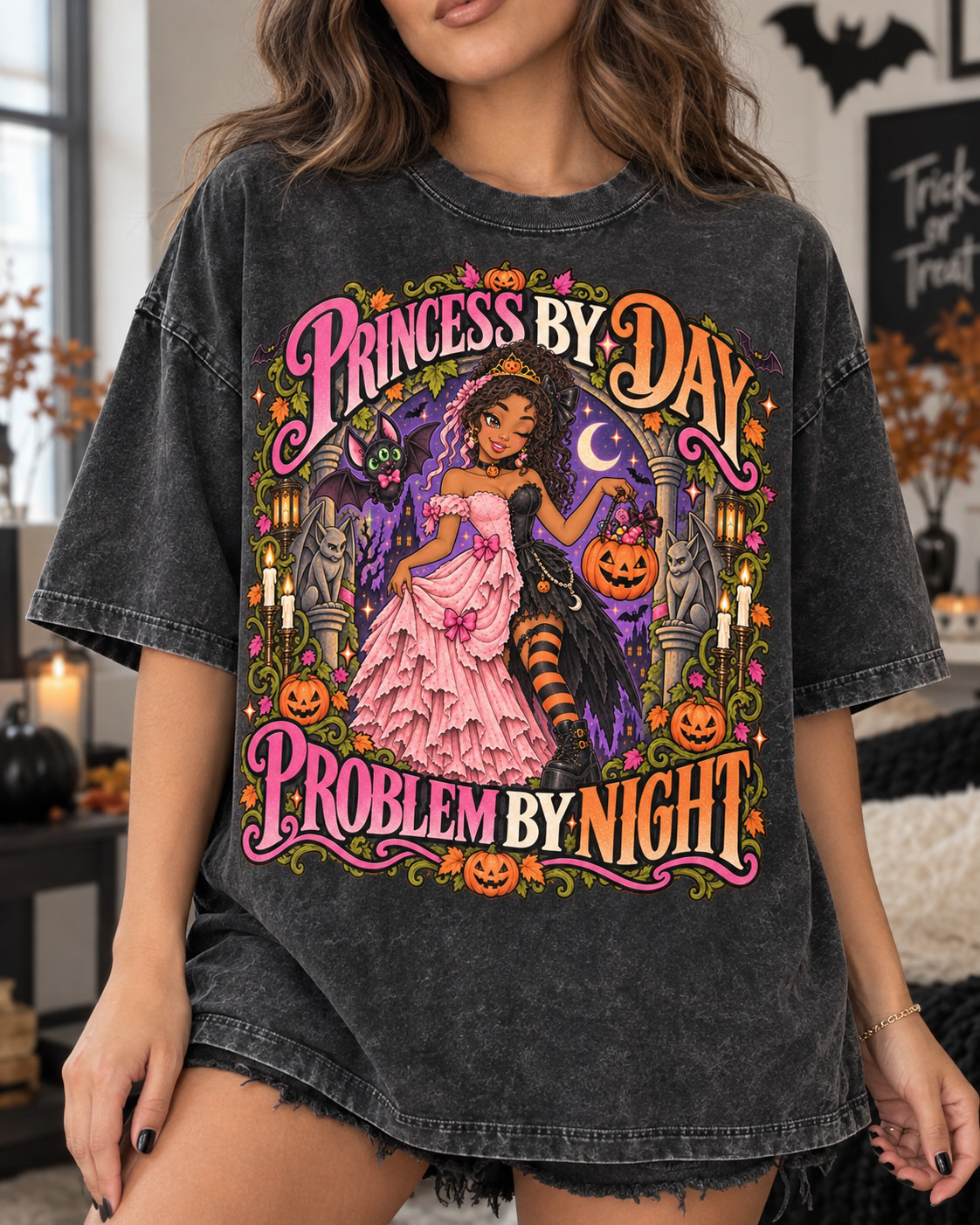 Vintage Washed - Princess by Day, Problem by Night Halloween Shirt Vintage Washed - Princess by Day, Problem by Night Halloween Shirt