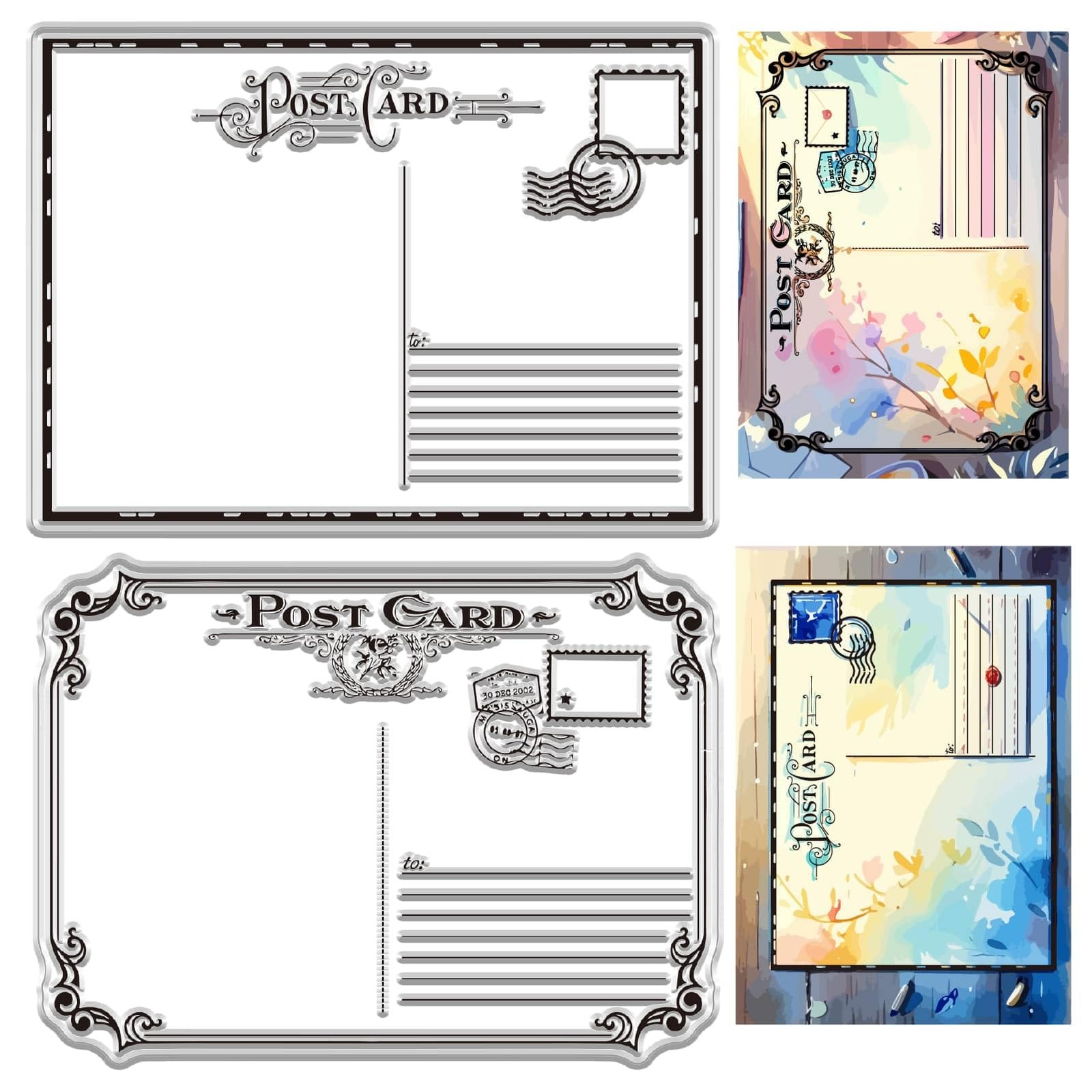 Vintage Postcard Rubber Clear Stamp Retro Transparent Silicone Stamps 6.3x4.3...