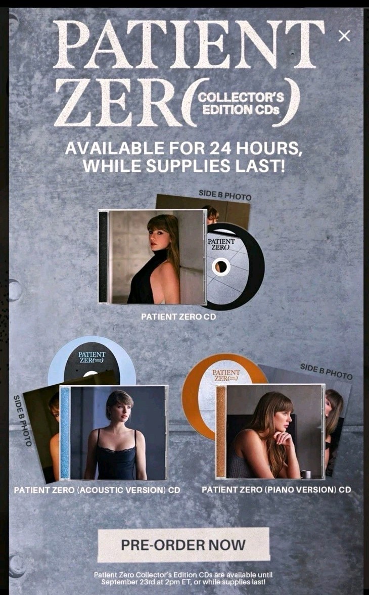 PRESALE Taylor Swift Patient Zero Collector’s Edition 3CD Acoustic/Piano (2026)
