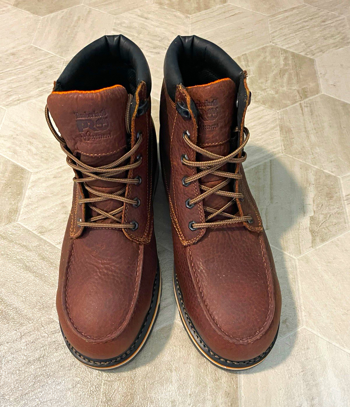 Timberland PRO Men's Leather Work Boots EH ASTM F2413-18 Brown 13W Wide