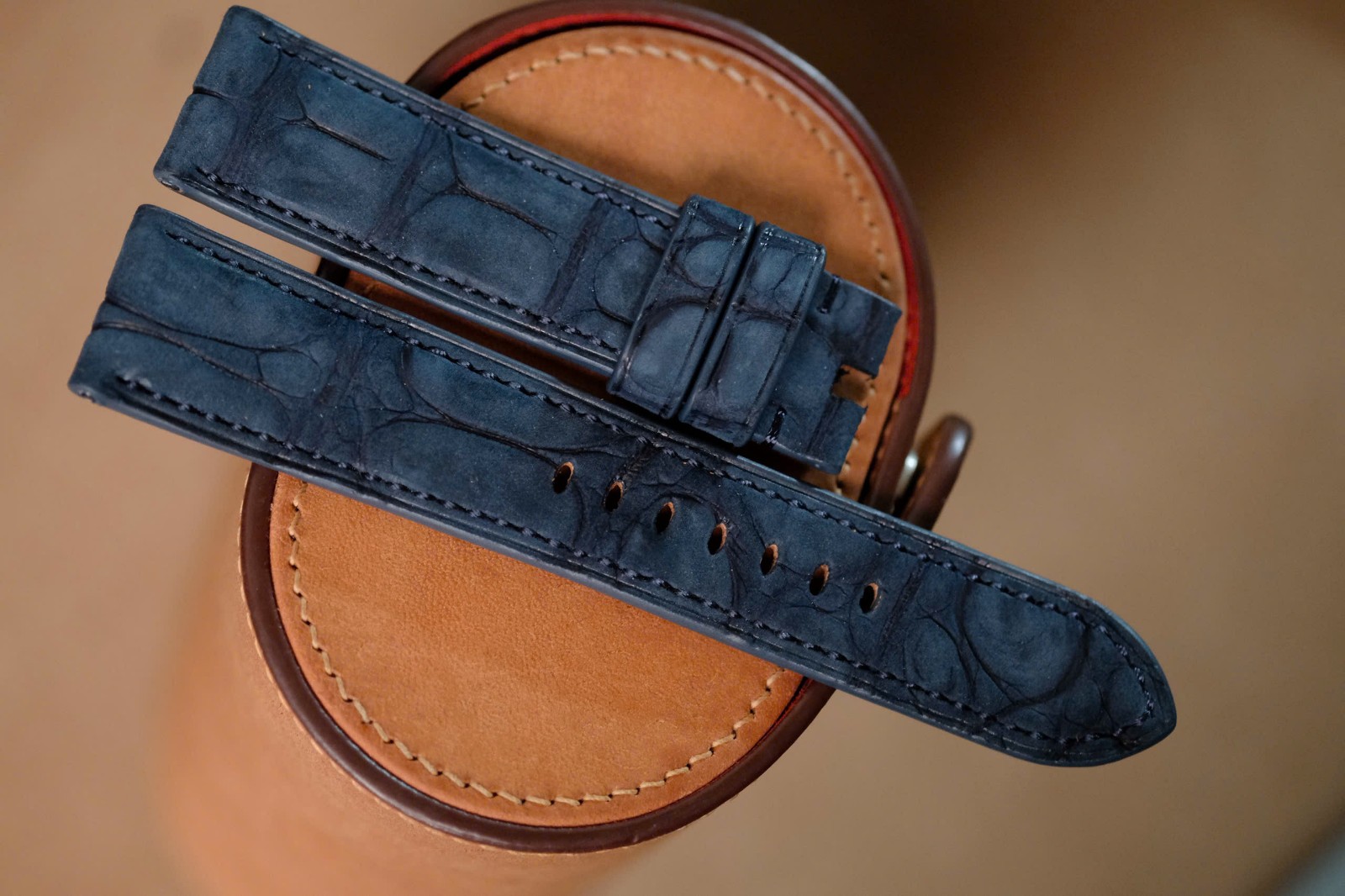 Handmade Navy Blue Nubuck Leather Watch Strap 20/18 Custom Size & Length