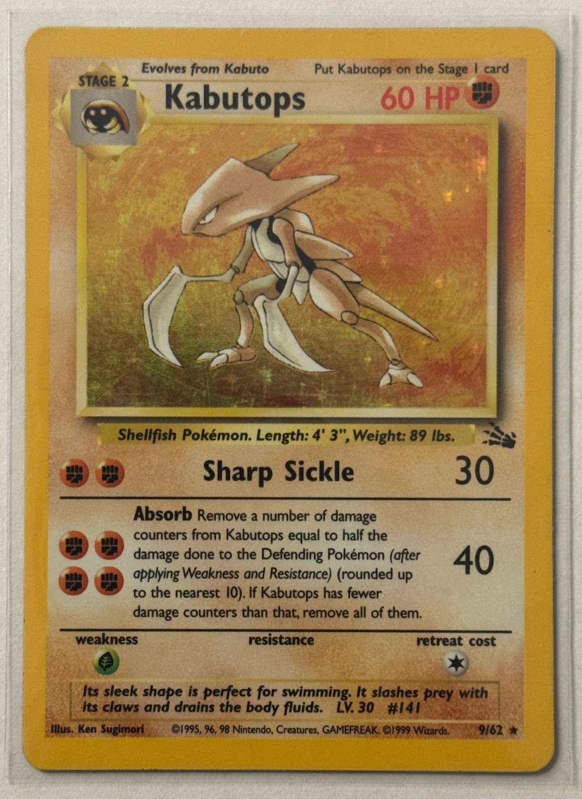 Pokemon Kabutops Edition 9/62 Fossil holo Rare Pokemon Kabutops Edition 9/62 Fossil holo Rare