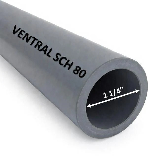 VENTRAL Schedule 80 PVC Pipe 1 1/4 Inch (1.66 OD), Grey, Cut Lengths for