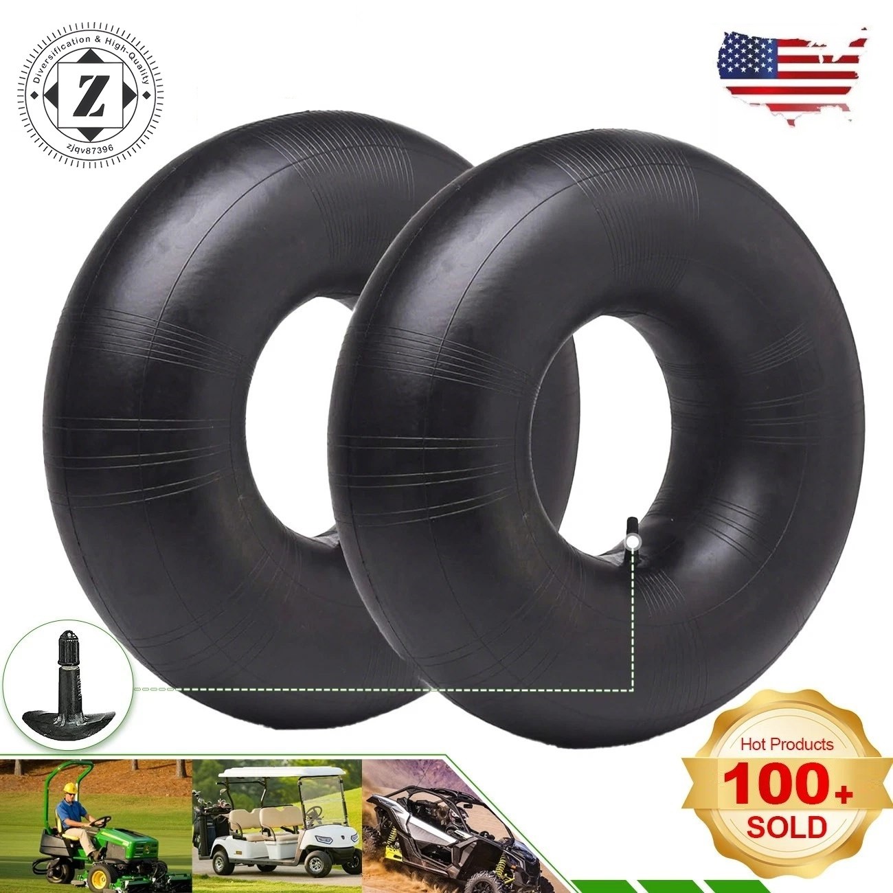 2Pack 20x8.00-8 20x8-8 20x10x8 20x8x8 Lawn Mower Inner Tubes TR13 Straight Valve