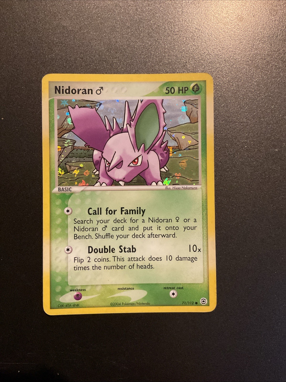 Vintage Pokemon 2004 Nidoran M 71/112 FireRed & LeafGreen Reverse Holo LP Vintage Pokemon 2004 Nidoran M 71/112 FireRed & LeafGreen Reverse Holo LP