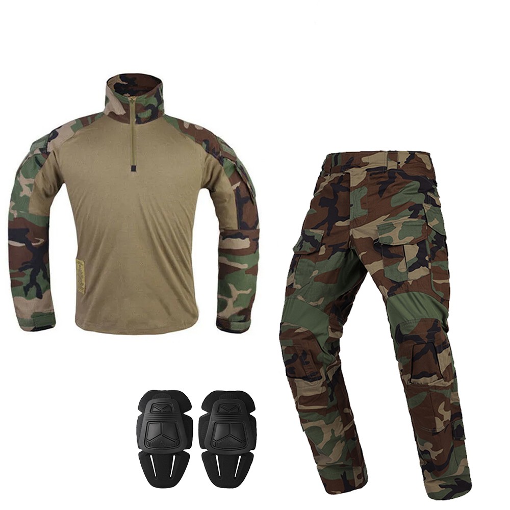 Emersongear Tactical E3 Shirts Pants Combat Uniform Mens Training Sets knee pads
