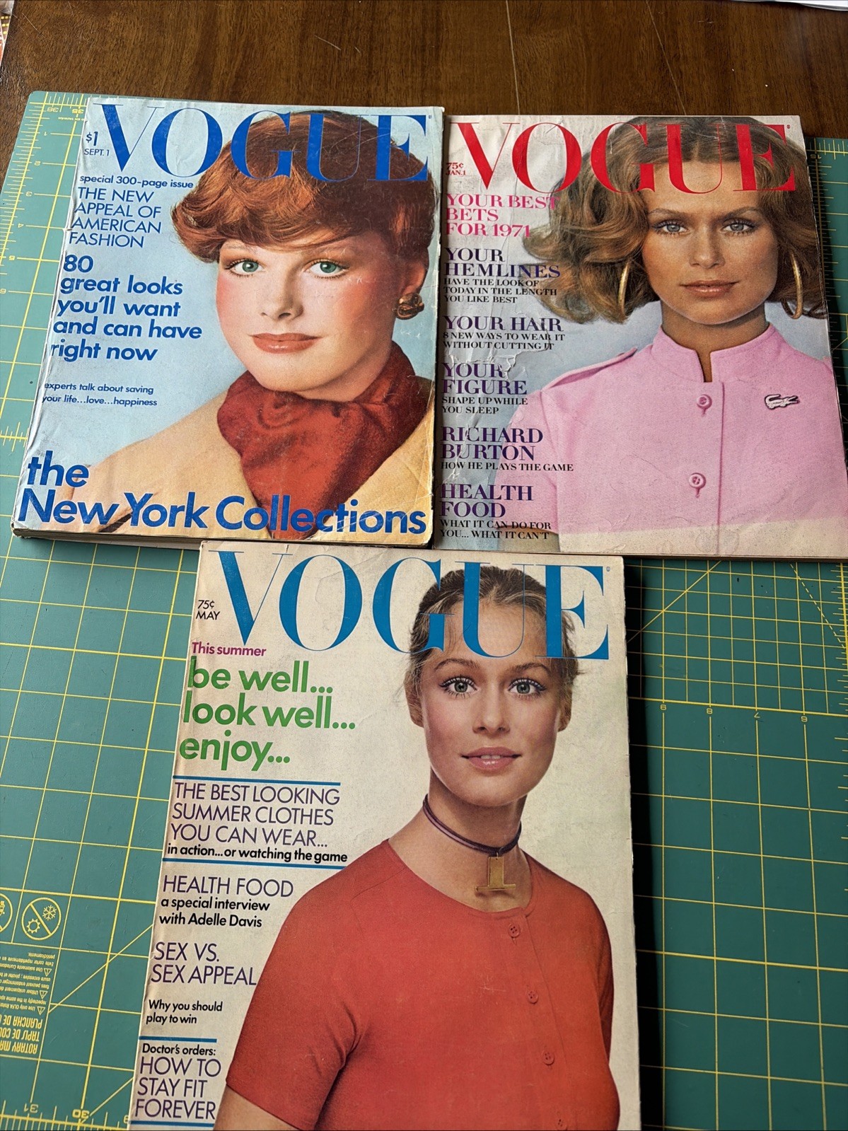 3 VTG Vogue Magazine LOT 1971 Jan May Sept No Label Hutton Summer Winter PERFECT 3 VTG Vogue Magazine LOT 1971 Jan May Sept No Label Hutton Summer Winter PERFECT