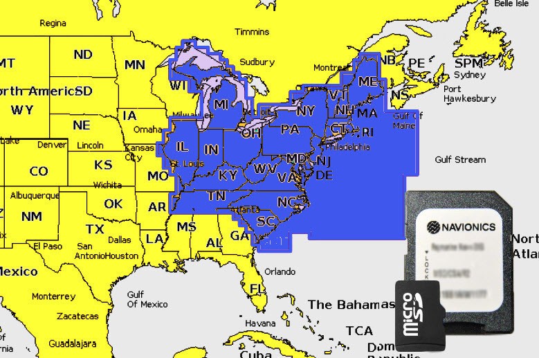 2026 Navionics+ Plus microSD+SD Chart Card Maps U.S. East Lakes,Rivers,Coastals