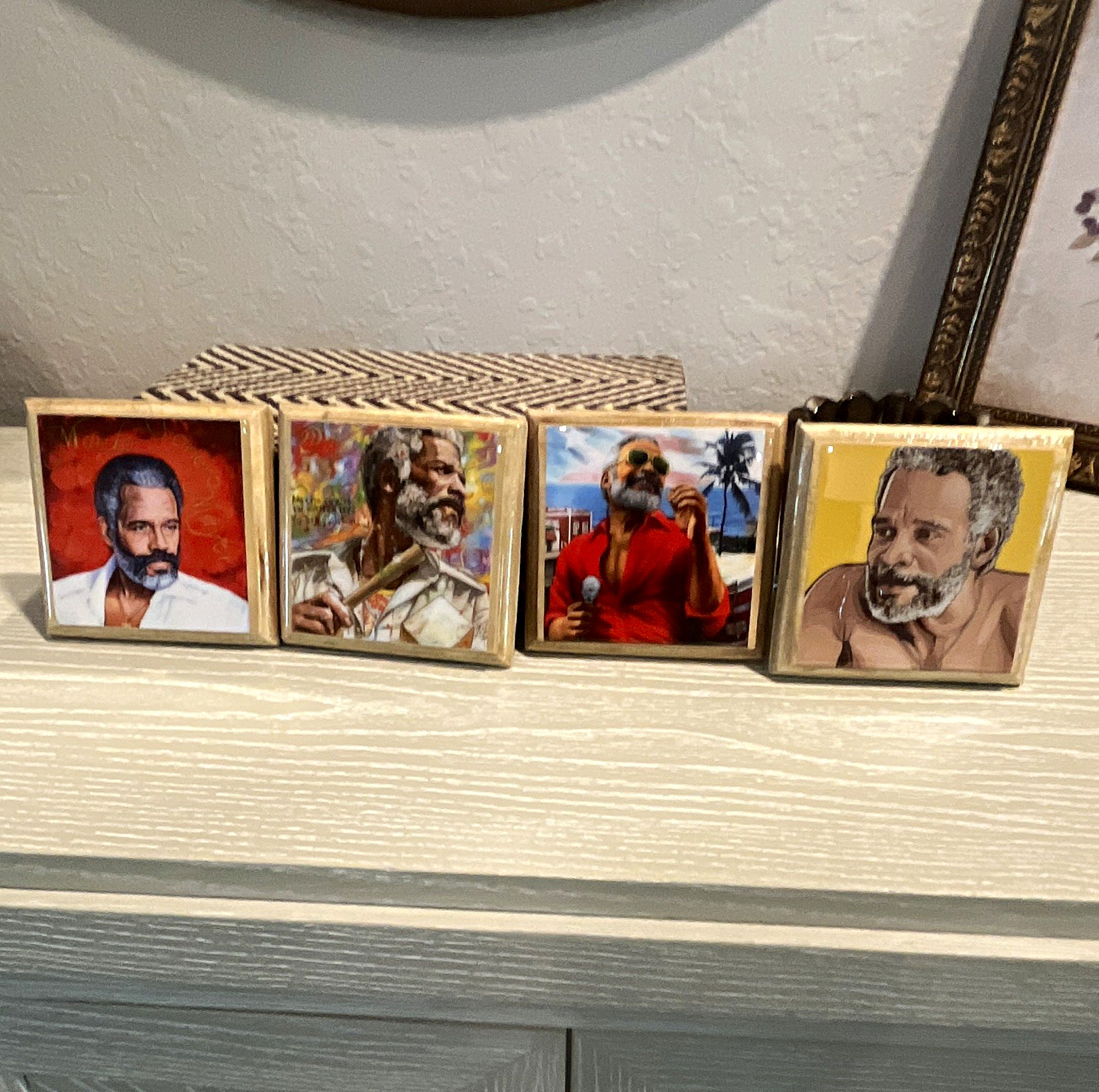 Ismael Rivera handmade coaters (pasavasos) 4inch wood with resin (epoxy) on pic