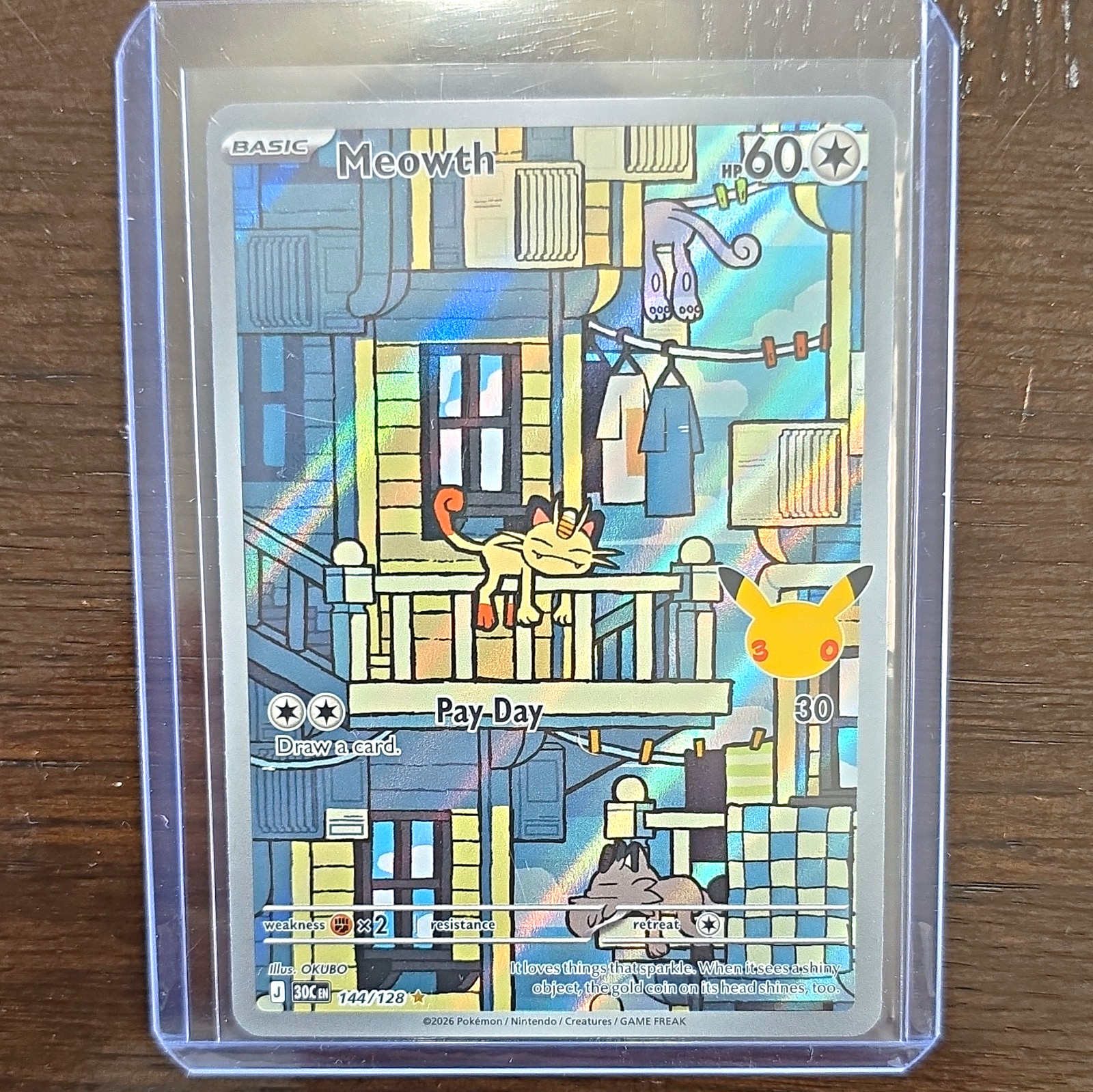 The Pokémon Company Meowth 144/128 30th Celebration Holo Full Art English 2026 The Pokémon Company Meowth 144/128 30th Celebration Holo Full Art English 2026