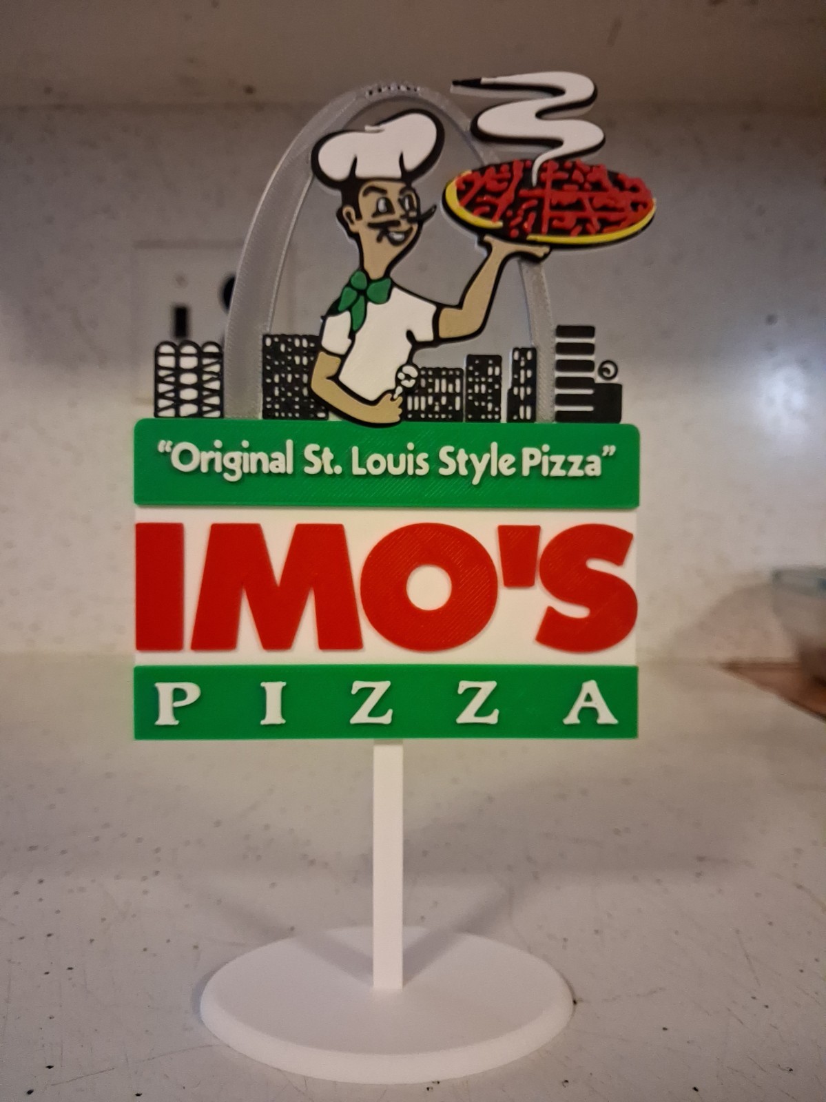 IMO'S 🍕 PIZZA 🍕 Restaurant. St Louis Missouri Mini Display Sign Diorama 7.5 IMO'S 🍕 PIZZA 🍕 Restaurant. St Louis Missouri Mini Display Sign Diorama 7.5