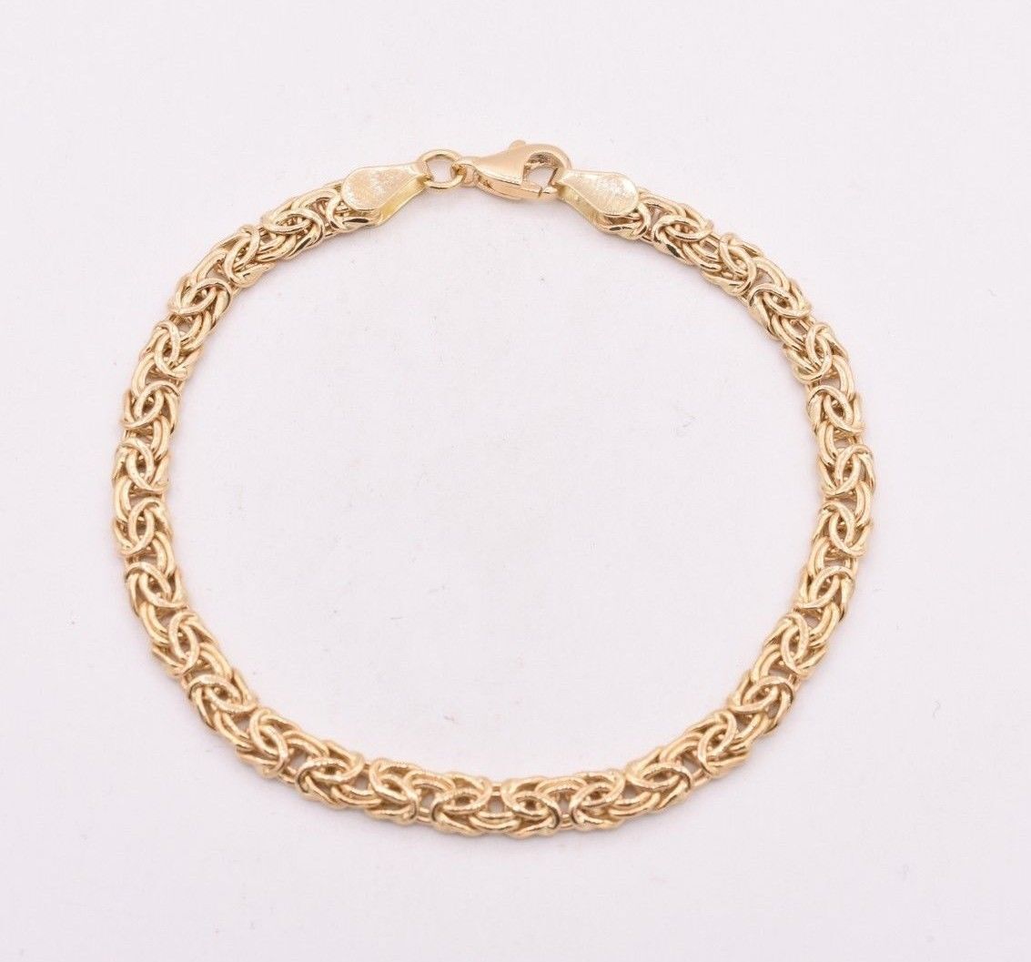5mm Byzantine Domed Link Bracelet Lobster Lock Real 14K Yellow Gold 7.25 5mm Byzantine Domed Link Bracelet Lobster Lock Real 14K Yellow Gold 7.25