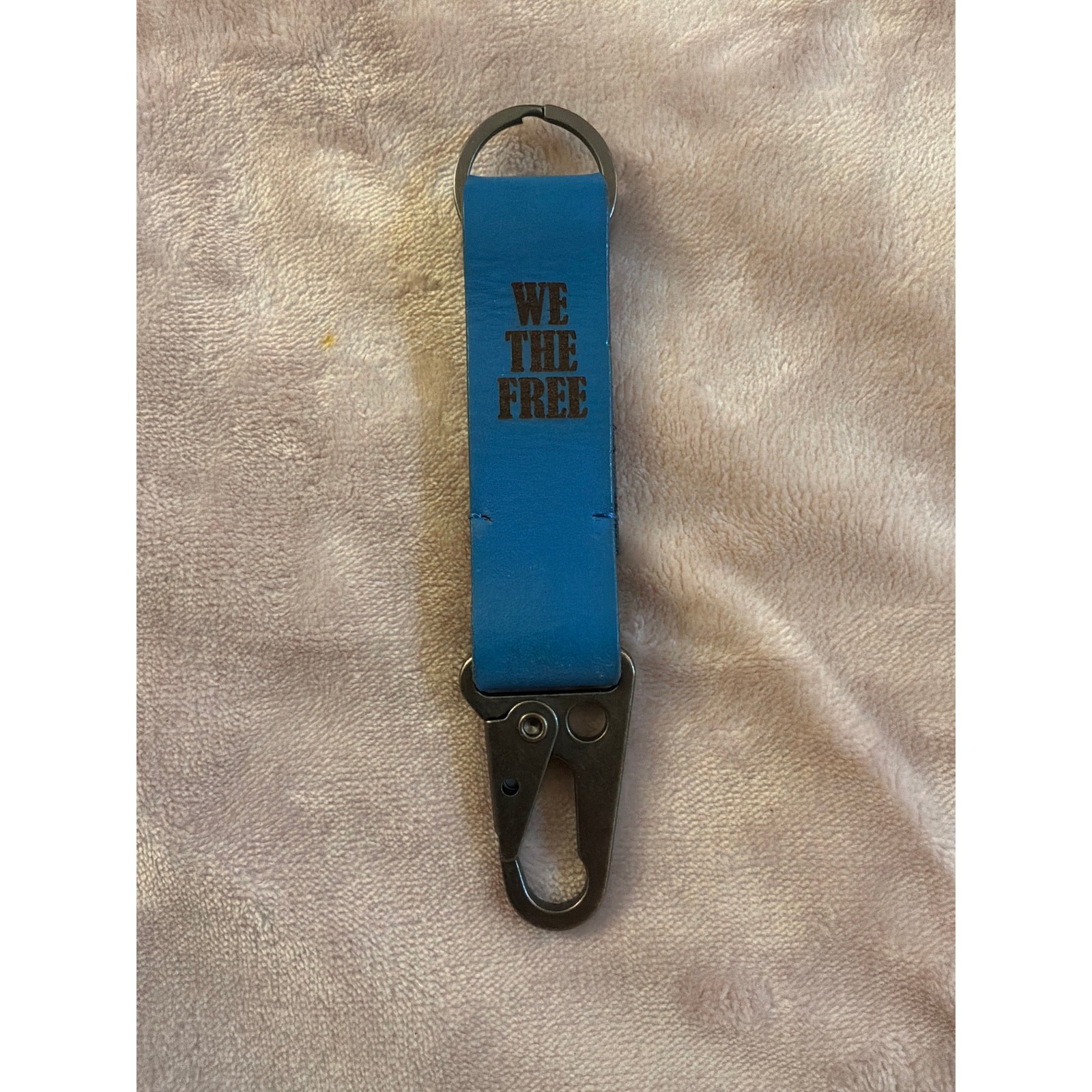 NWOT We the Free Leather Embossed Hooked Keyring in Blue