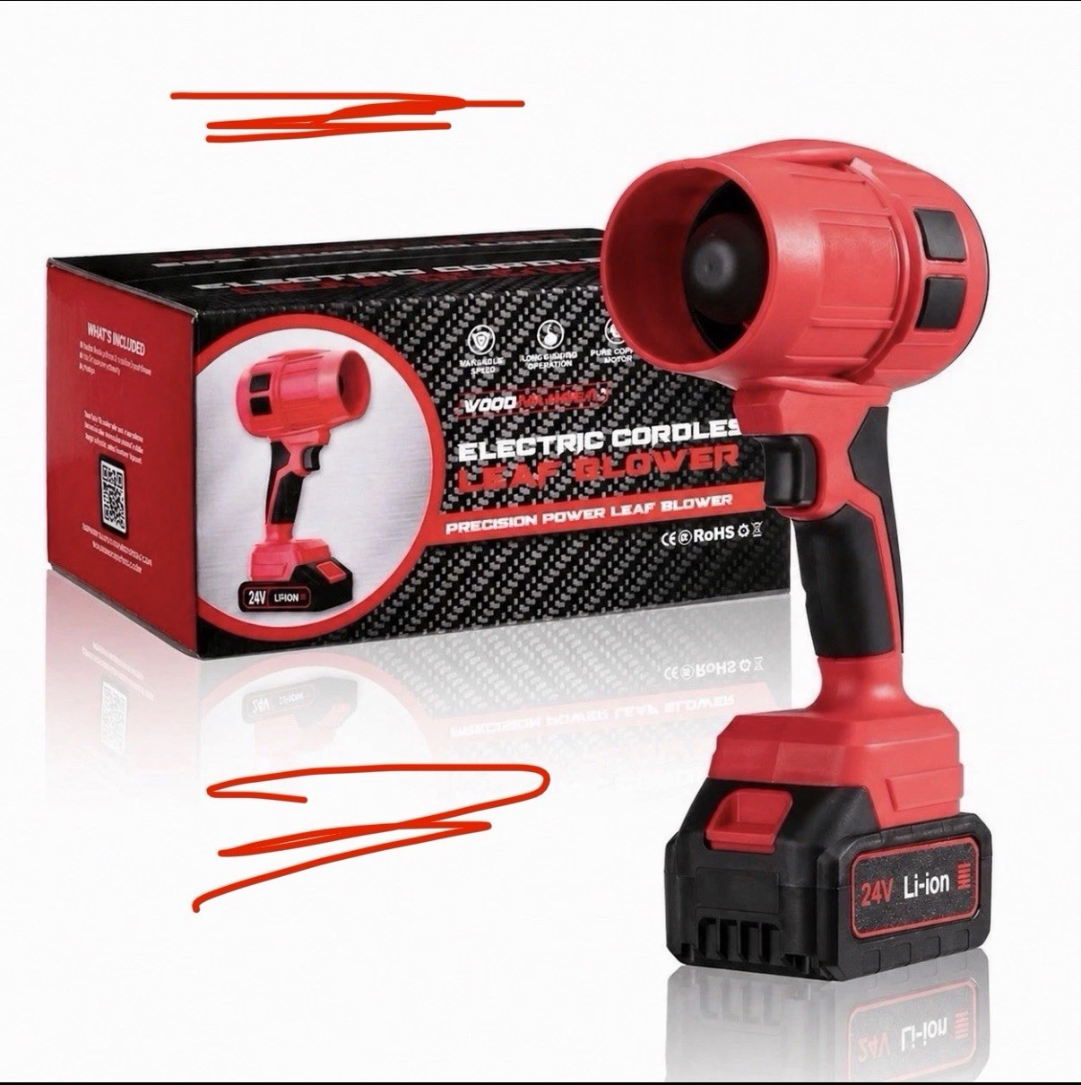 New Wood Ranger Electric Cordless Handheld Leaf Blower 24V Lithium Batt 55K RPM New Wood Ranger Electric Cordless Handheld Leaf Blower 24V Lithium Batt 55K RPM