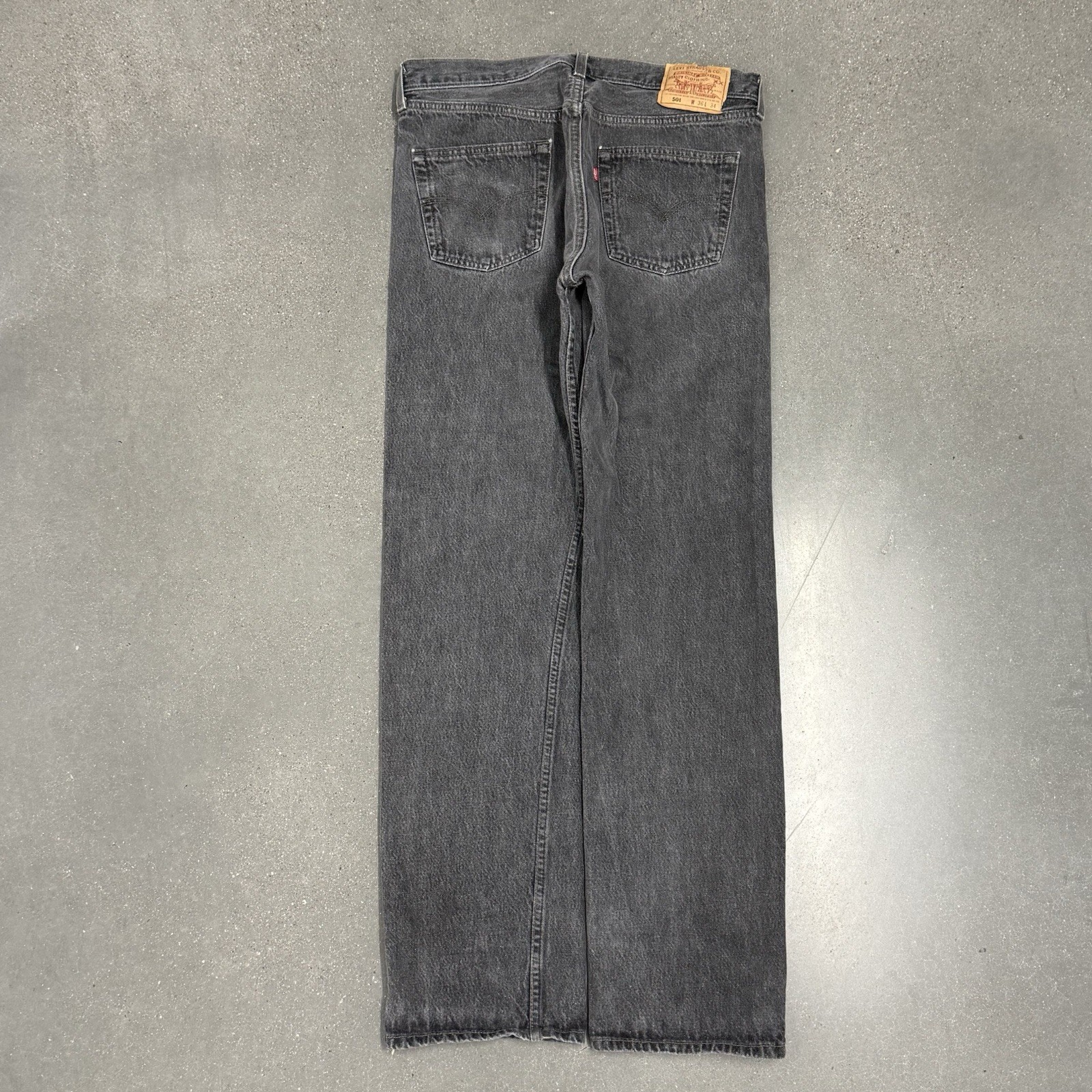 Vintage 90s USA Levi’s 501 Black Wash Button Fly Jeans 36x34 34x32 Actual