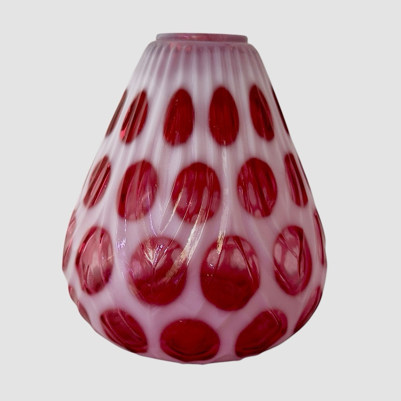 Vintage Fenton Art Glass Pink Coin Dot Lamp Base #1448 Vintage Fenton Art Glass Pink Coin Dot Lamp Base #1448